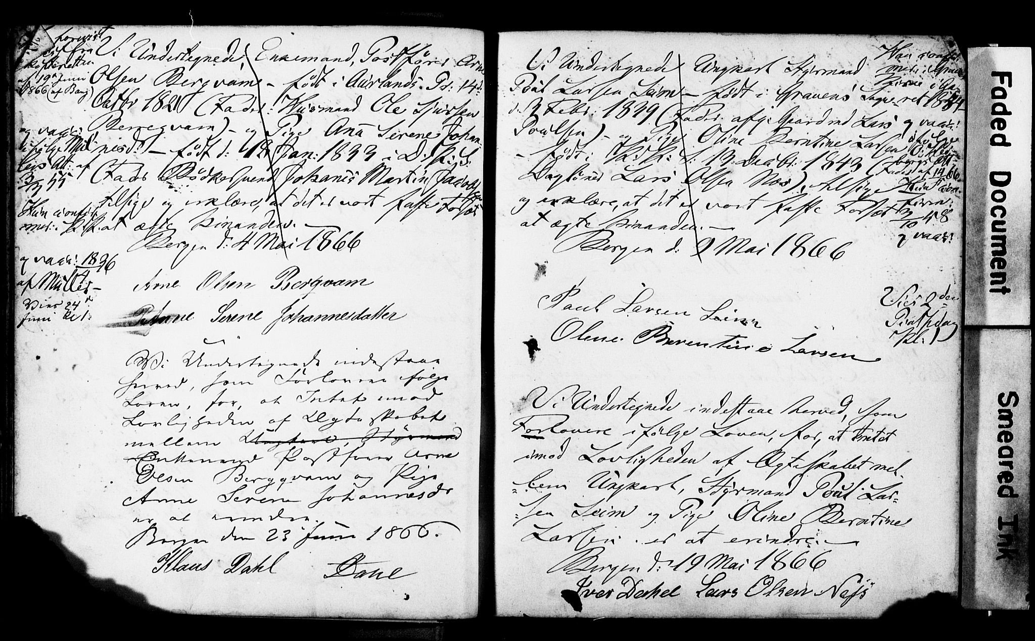 Korskirken sokneprestembete, SAB/A-76101: Forlovererklæringer nr. II.5.3, 1865-1871, s. 33