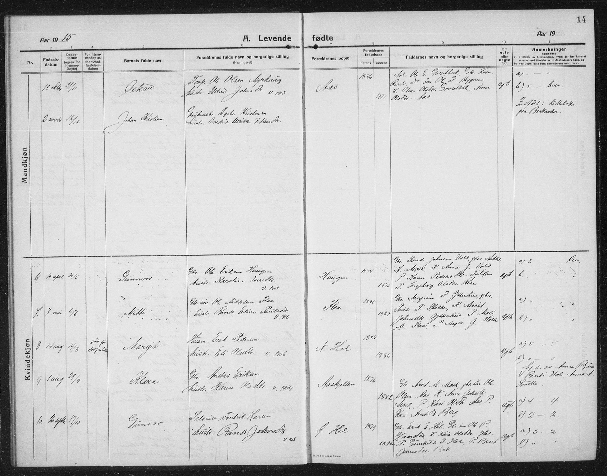 Ministerialprotokoller, klokkerbøker og fødselsregistre - Sør-Trøndelag, SAT/A-1456/674/L0877: Klokkerbok nr. 674C04, 1913-1940, s. 14