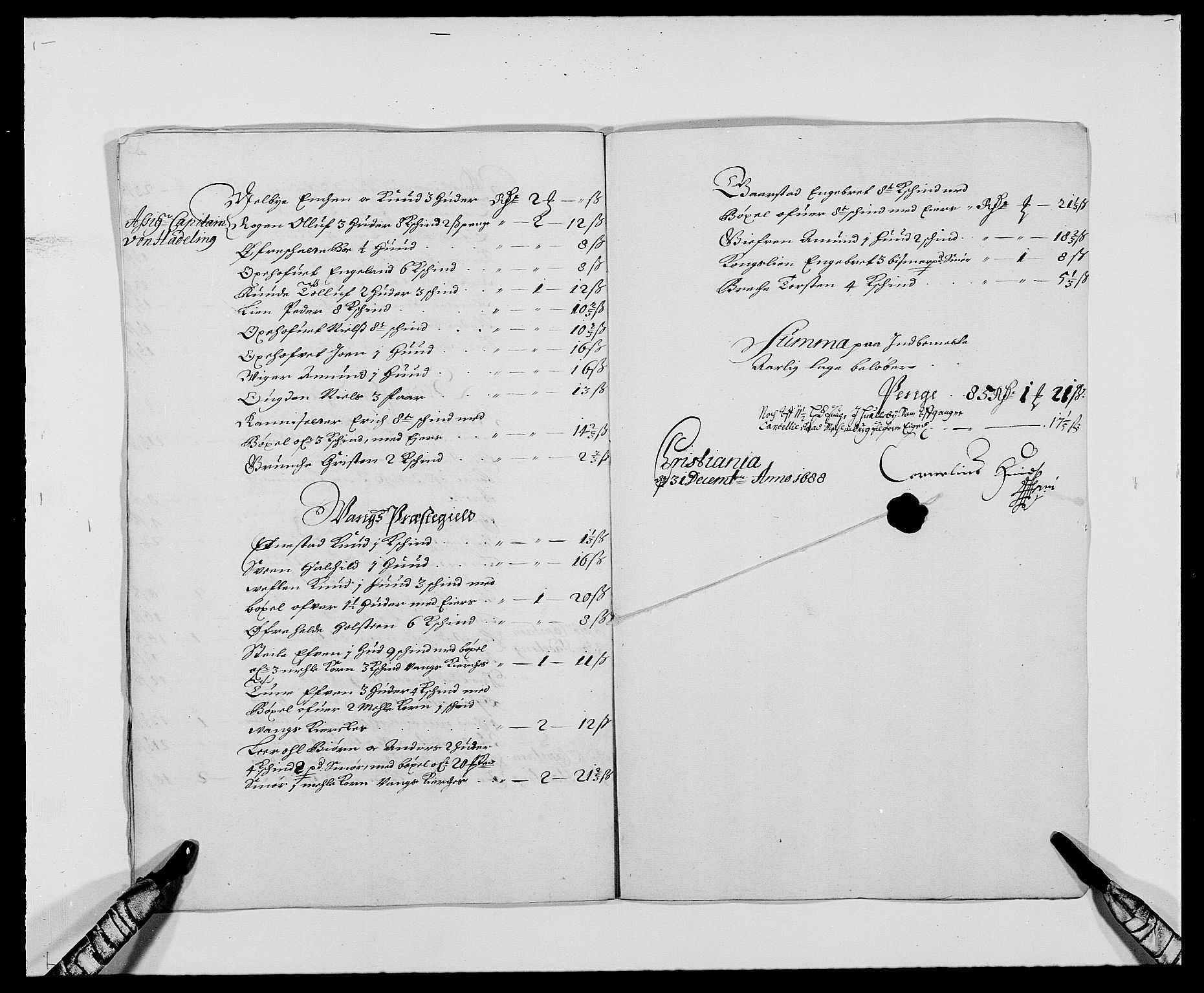 Rentekammeret inntil 1814, Reviderte regnskaper, Fogderegnskap, AV/RA-EA-4092/R18/L1287: Fogderegnskap Hadeland, Toten og Valdres, 1688, s. 213