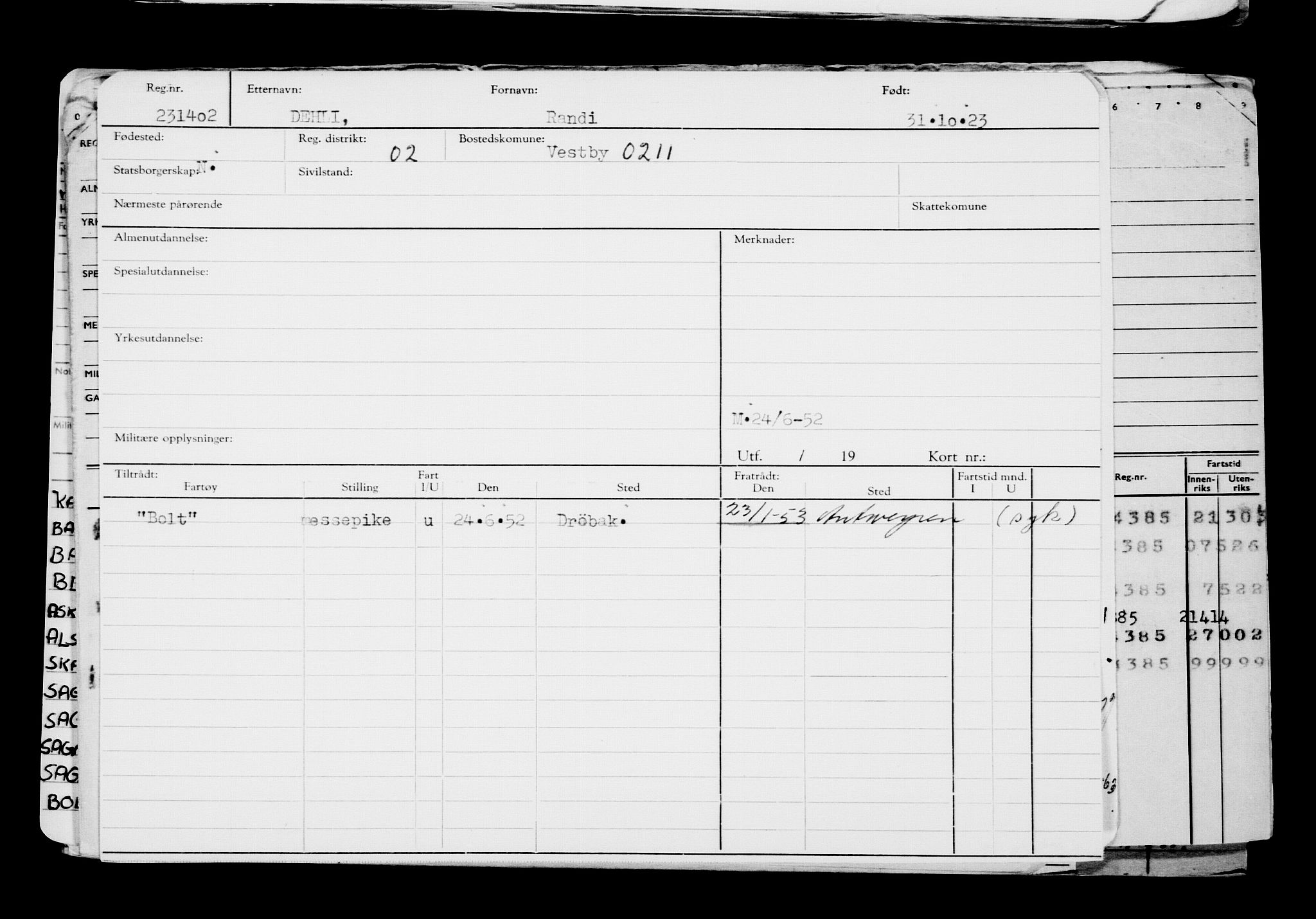 Direktoratet for sjømenn, AV/RA-S-3545/G/Gb/L0224: Hovedkort, 1923, s. 423