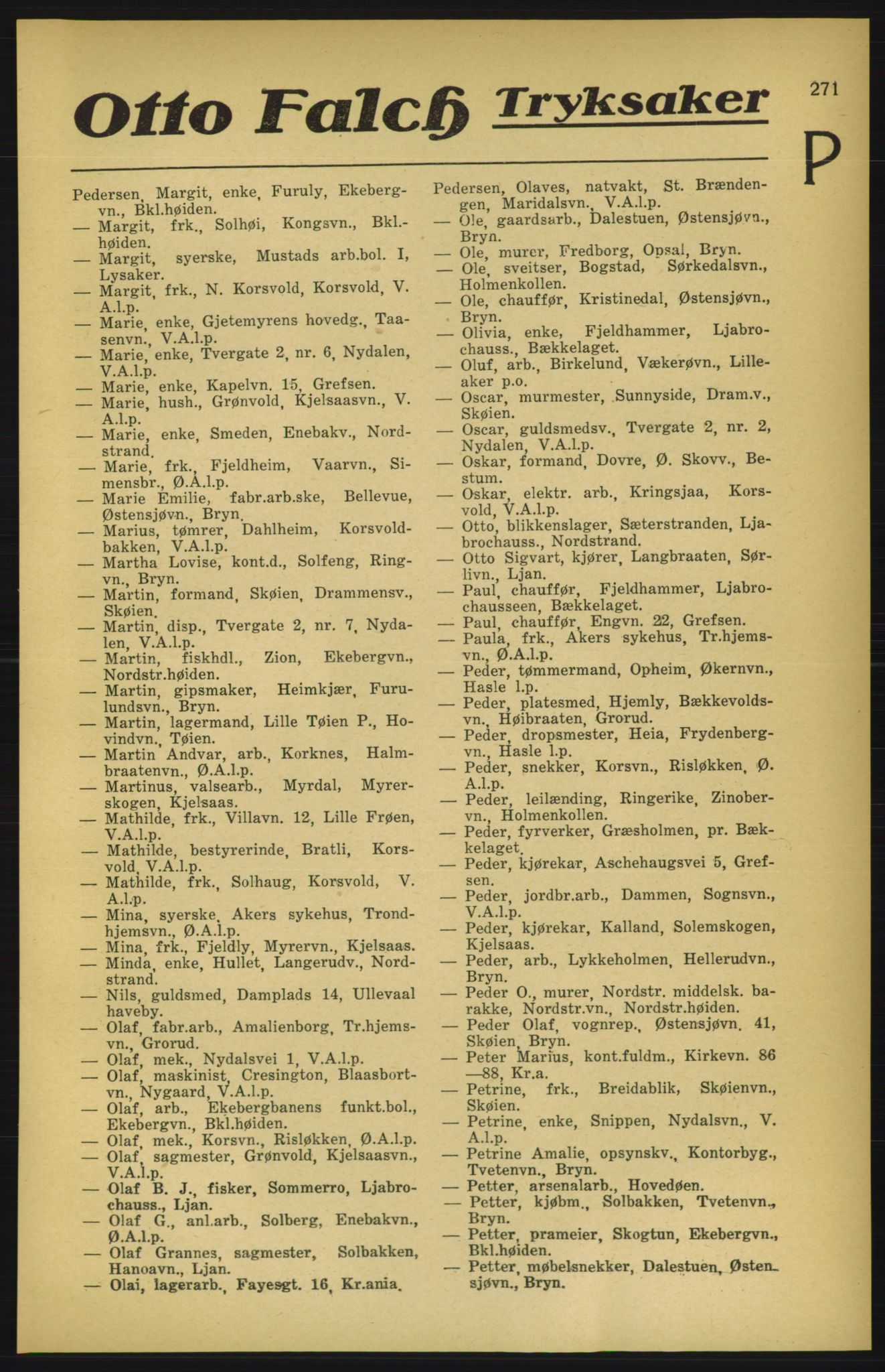 Aker adressebok/adressekalender, PUBL/001/A/003: Akers adressekalender, 1924-1925, s. 271