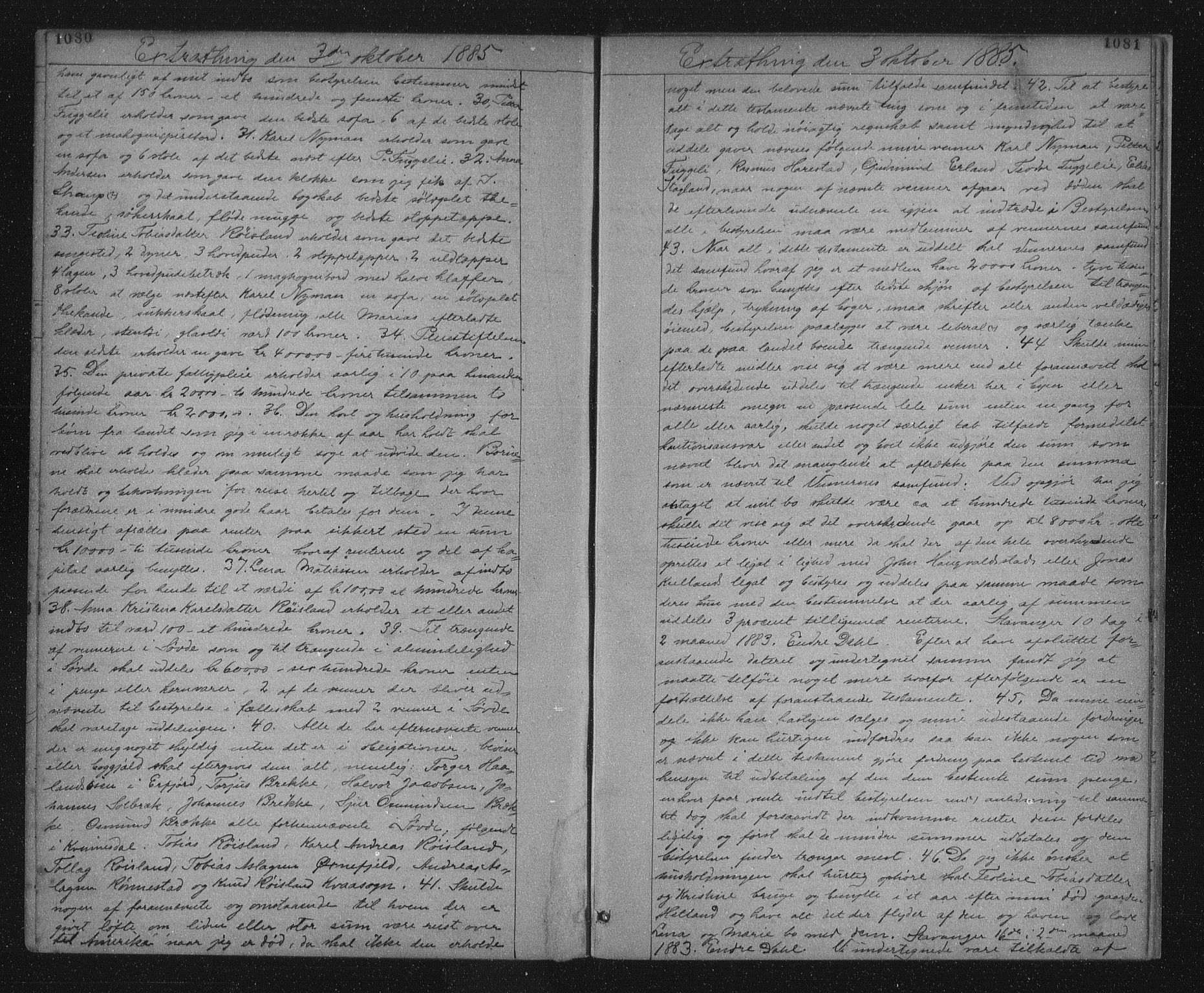 Jæren sorenskriveri, SAST/A-100310/01/4/41/41BF/L0008: Pantebok nr. 15, 1882-1885, s. 1080-1081
