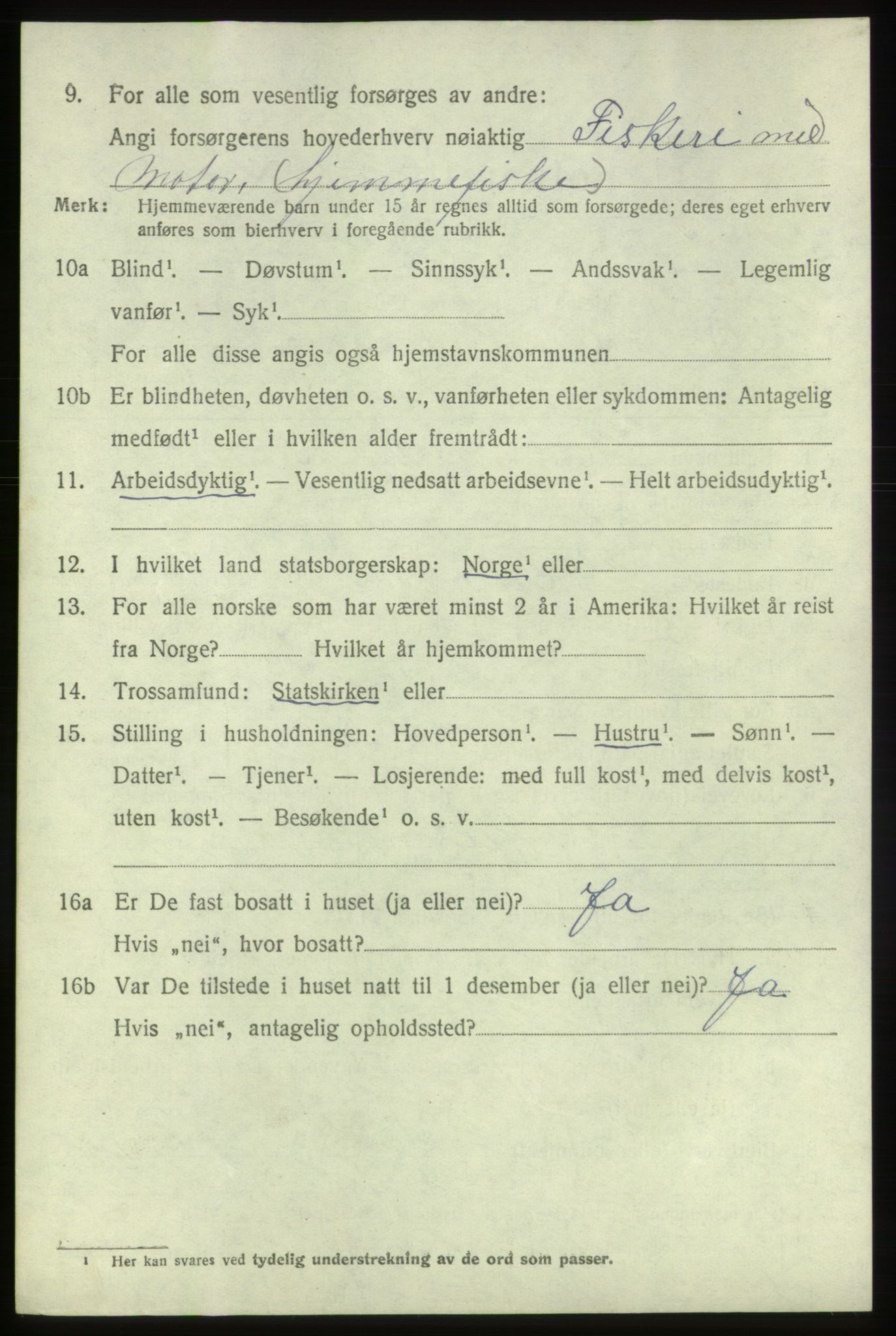 SAB, Folketelling 1920 for 1220 Bremnes herred, 1920, s. 1327