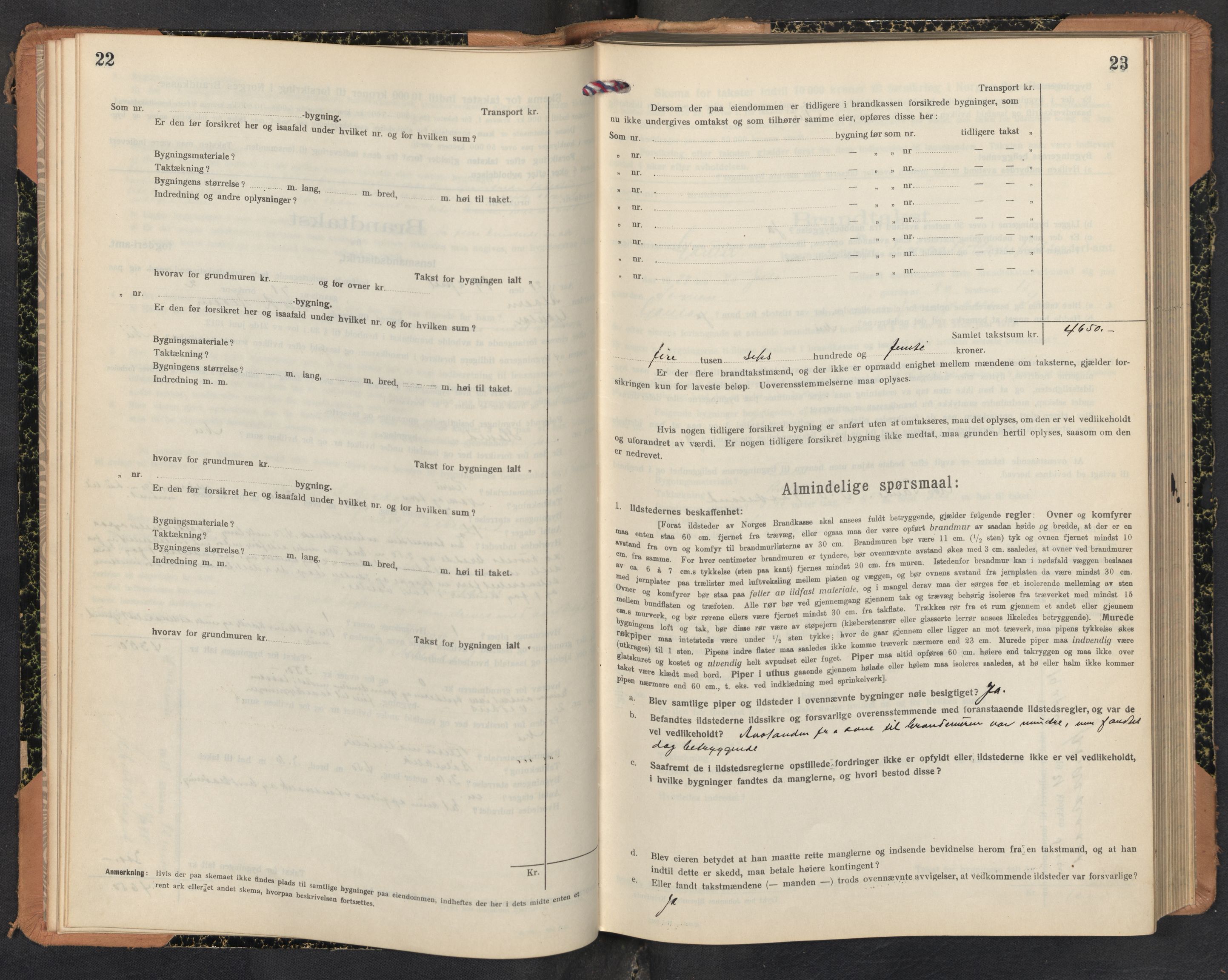 Lensmannen i Gaular, SAB/A-27601/0012/L0006: Branntakstprotokoll, skjematakst, 1917-1943, s. 22-23