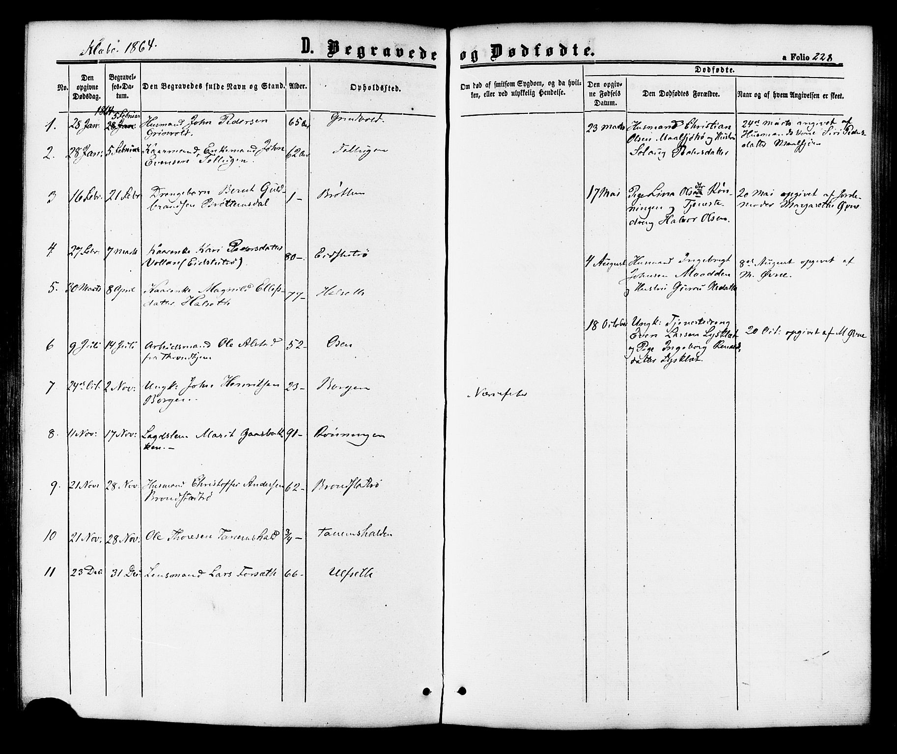 Ministerialprotokoller, klokkerbøker og fødselsregistre - Sør-Trøndelag, SAT/A-1456/618/L0442: Ministerialbok nr. 618A06 /1, 1863-1879, s. 228