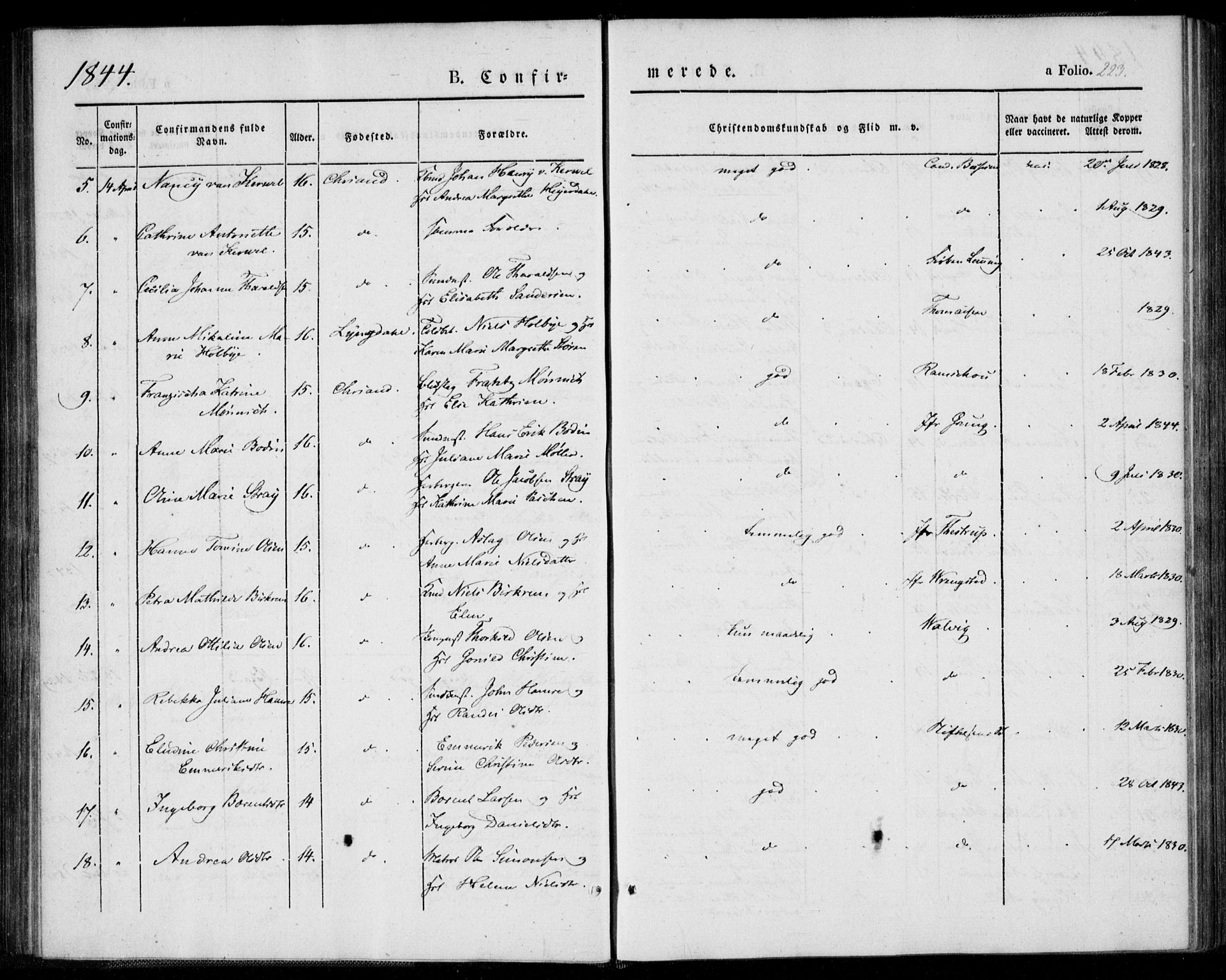 Kristiansand domprosti, AV/SAK-1112-0006/F/Fa/L0013: Ministerialbok nr. A 13, 1842-1851, s. 223