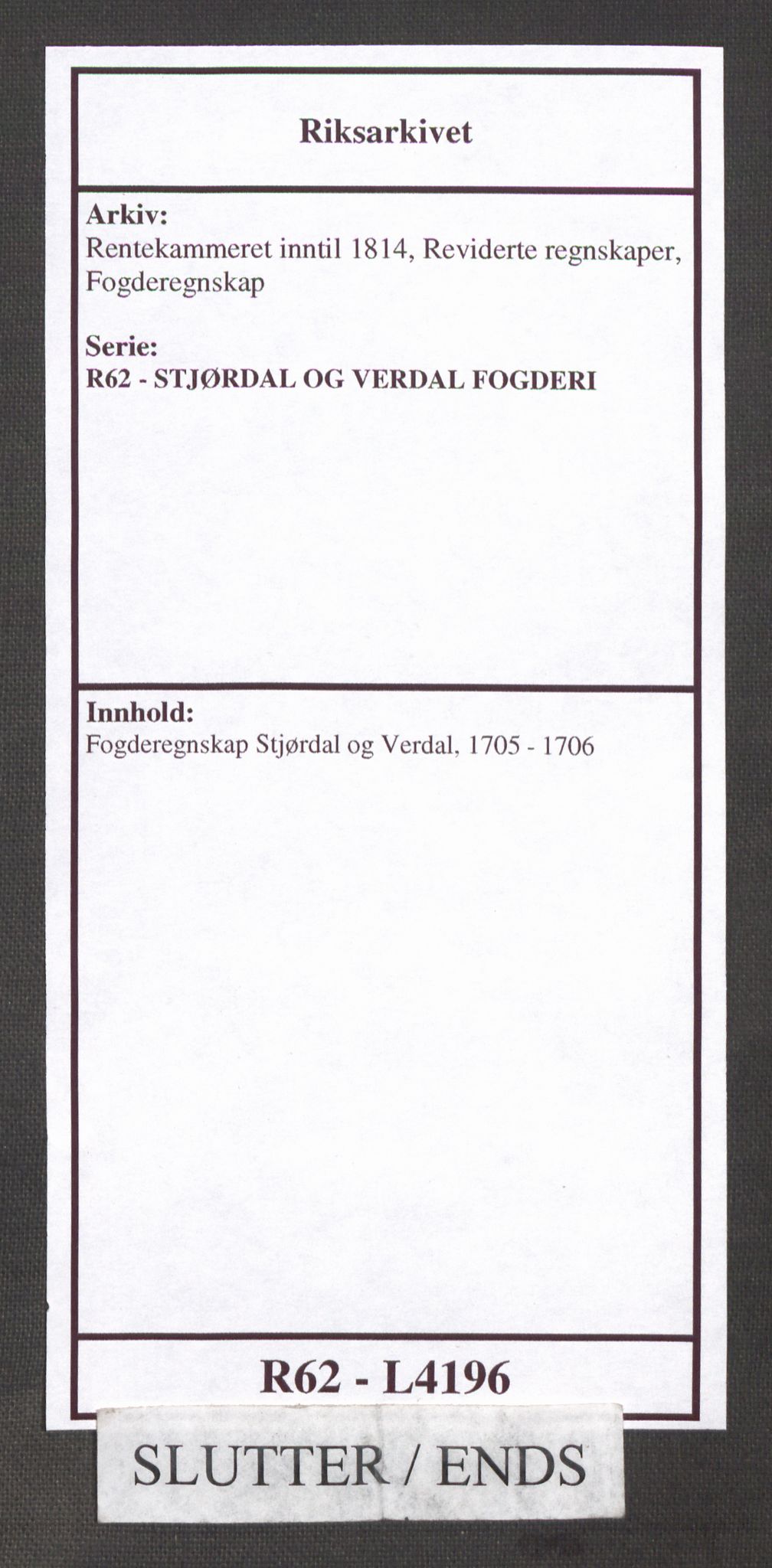 Rentekammeret inntil 1814, Reviderte regnskaper, Fogderegnskap, AV/RA-EA-4092/R62/L4196: Fogderegnskap Stjørdal og Verdal, 1705-1706, s. 558