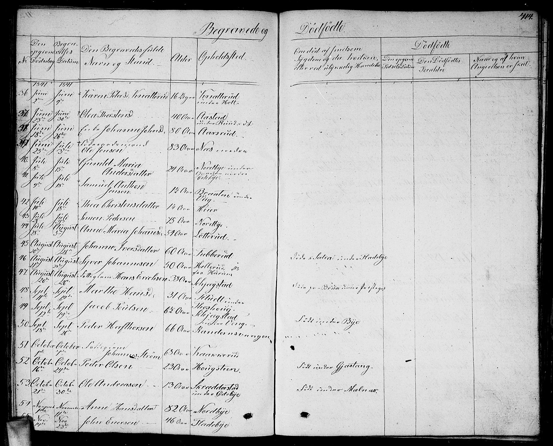 Enebakk prestekontor Kirkebøker, AV/SAO-A-10171c/G/Ga/L0003: Klokkerbok nr. I 3, 1833-1849, s. 414