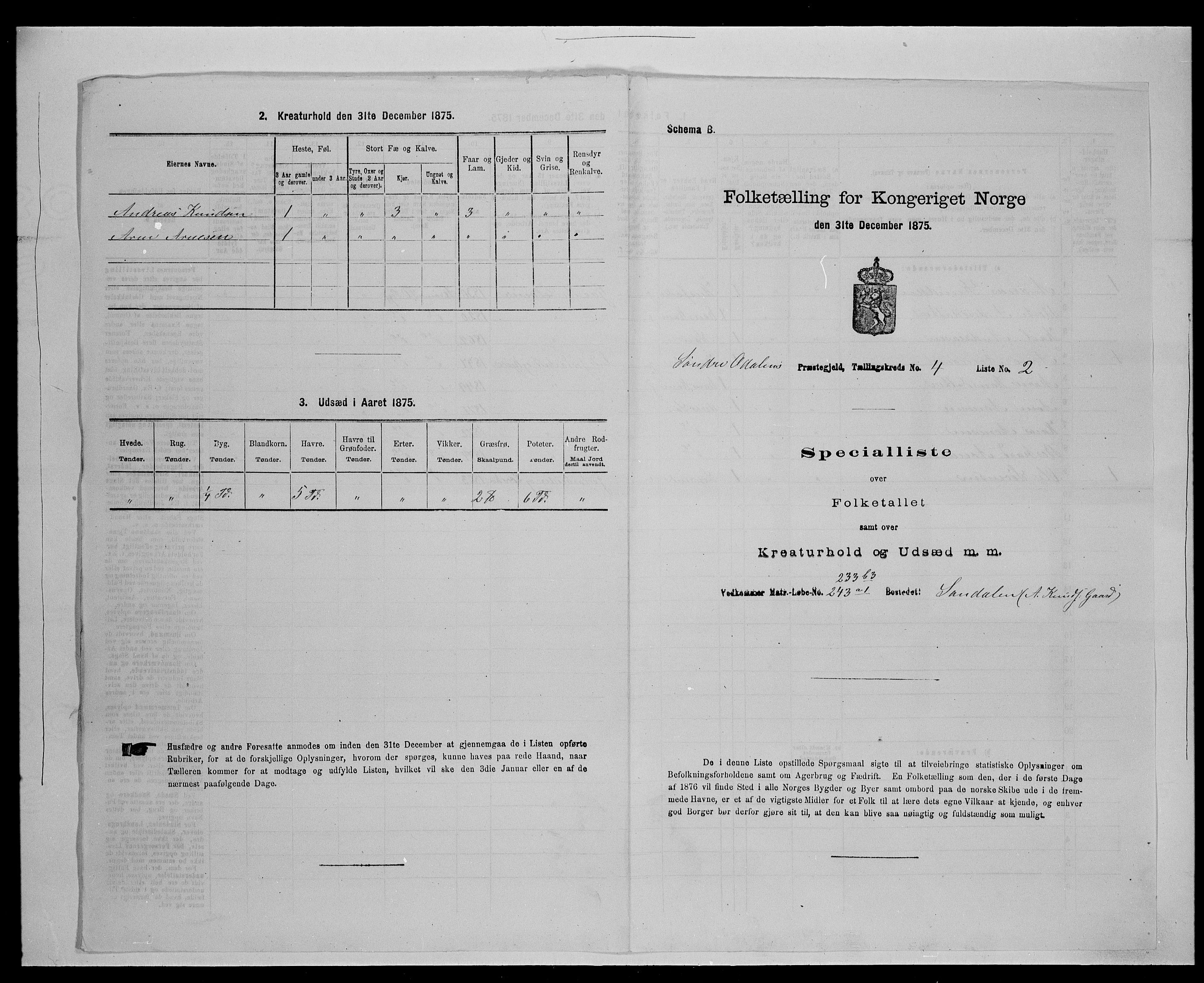 SAH, Folketelling 1875 for 0419P Sør-Odal prestegjeld, 1875, s. 427