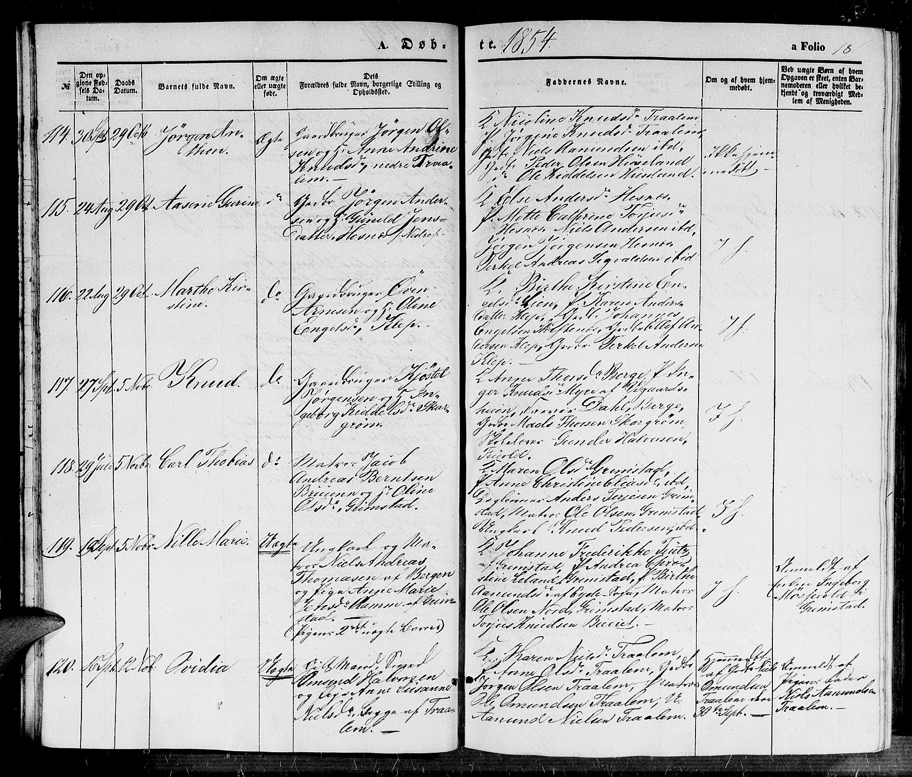 Fjære sokneprestkontor, AV/SAK-1111-0011/F/Fb/L0008: Klokkerbok nr. B 8, 1854-1867, s. 18