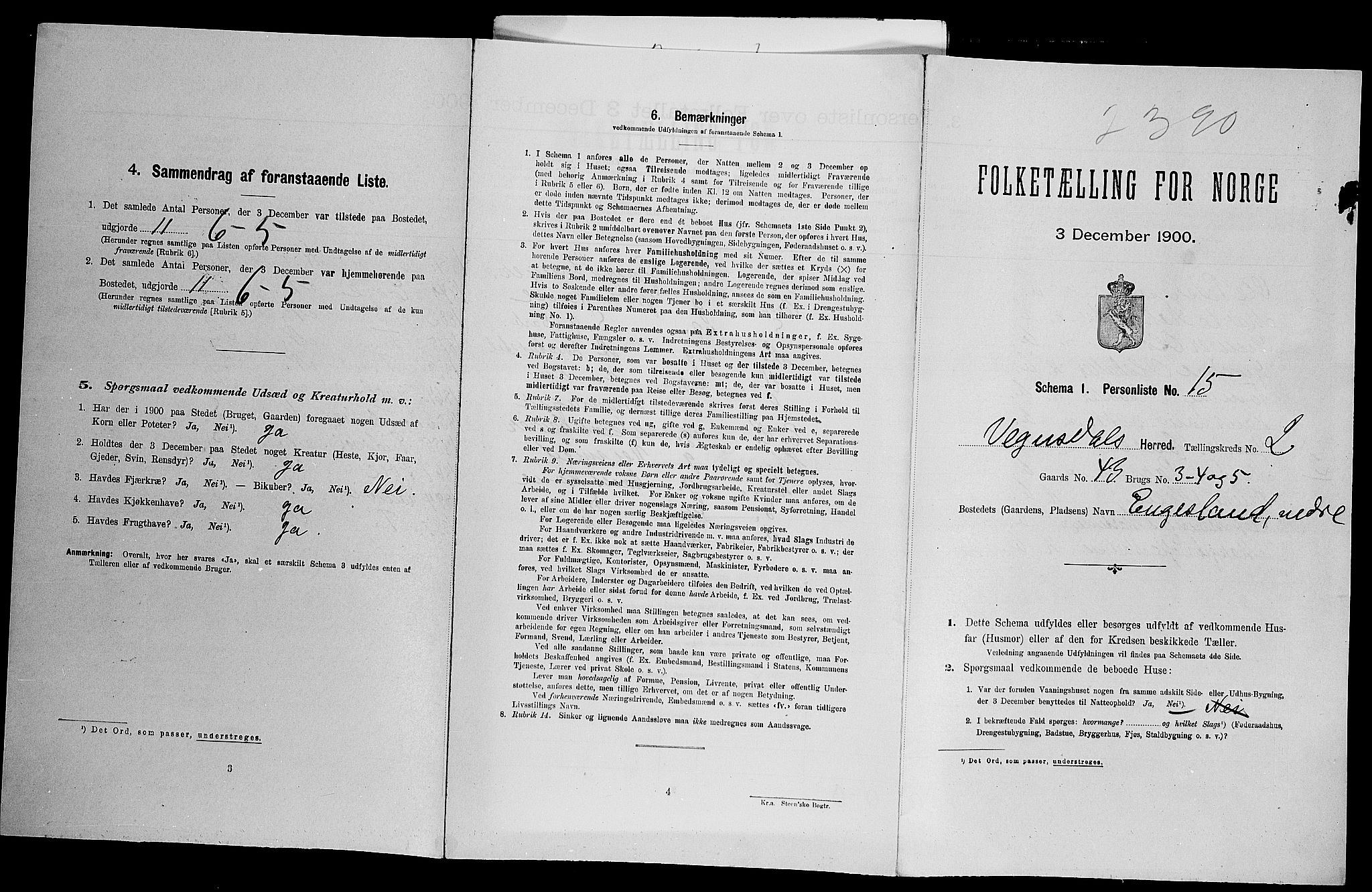 SAK, Folketelling 1900 for 0934 Vegusdal herred, 1900, s. 130