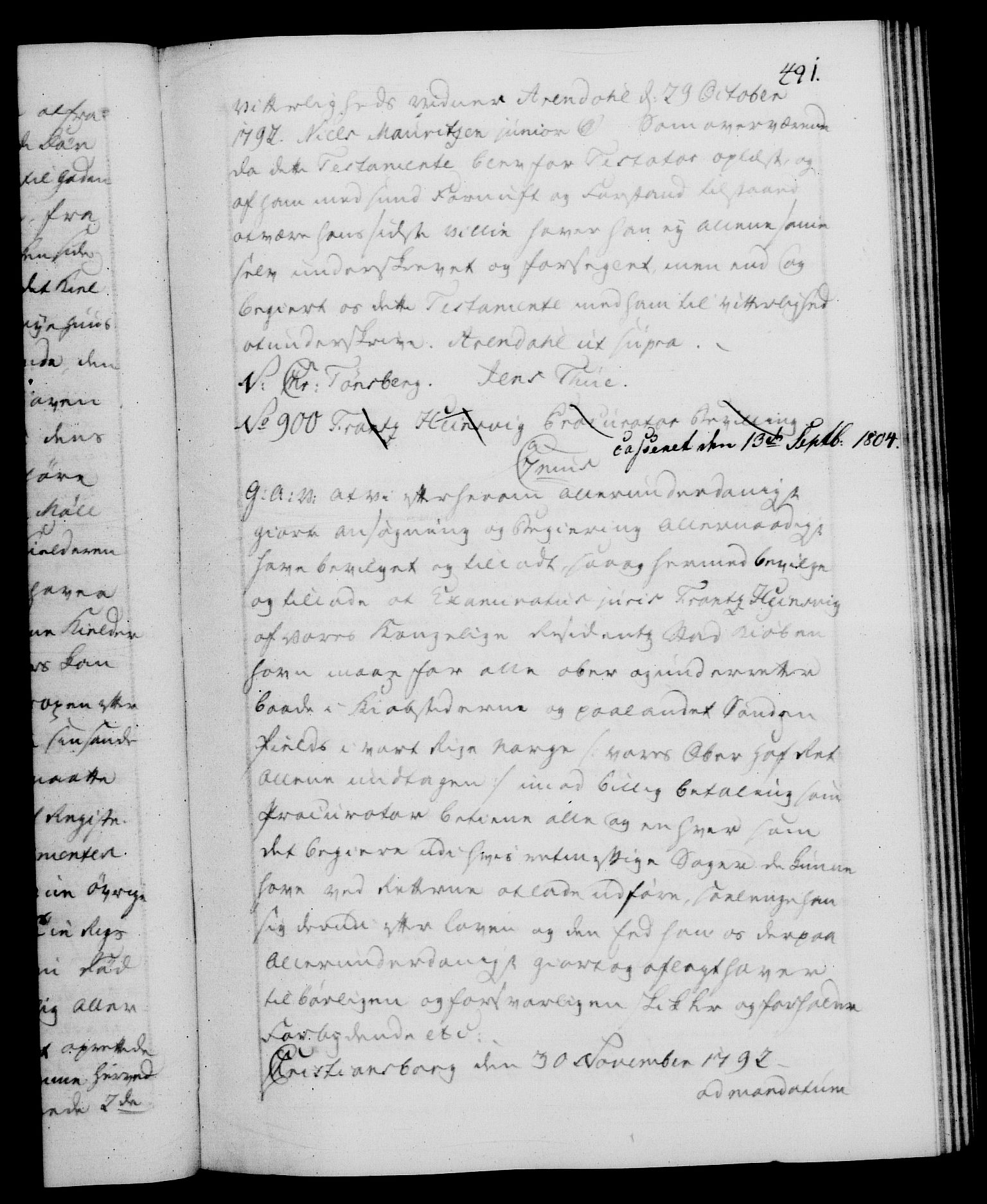Danske Kanselli 1572-1799, RA/EA-3023/F/Fc/Fca/Fcaa/L0054: Norske registre, 1792-1793, s. 491a