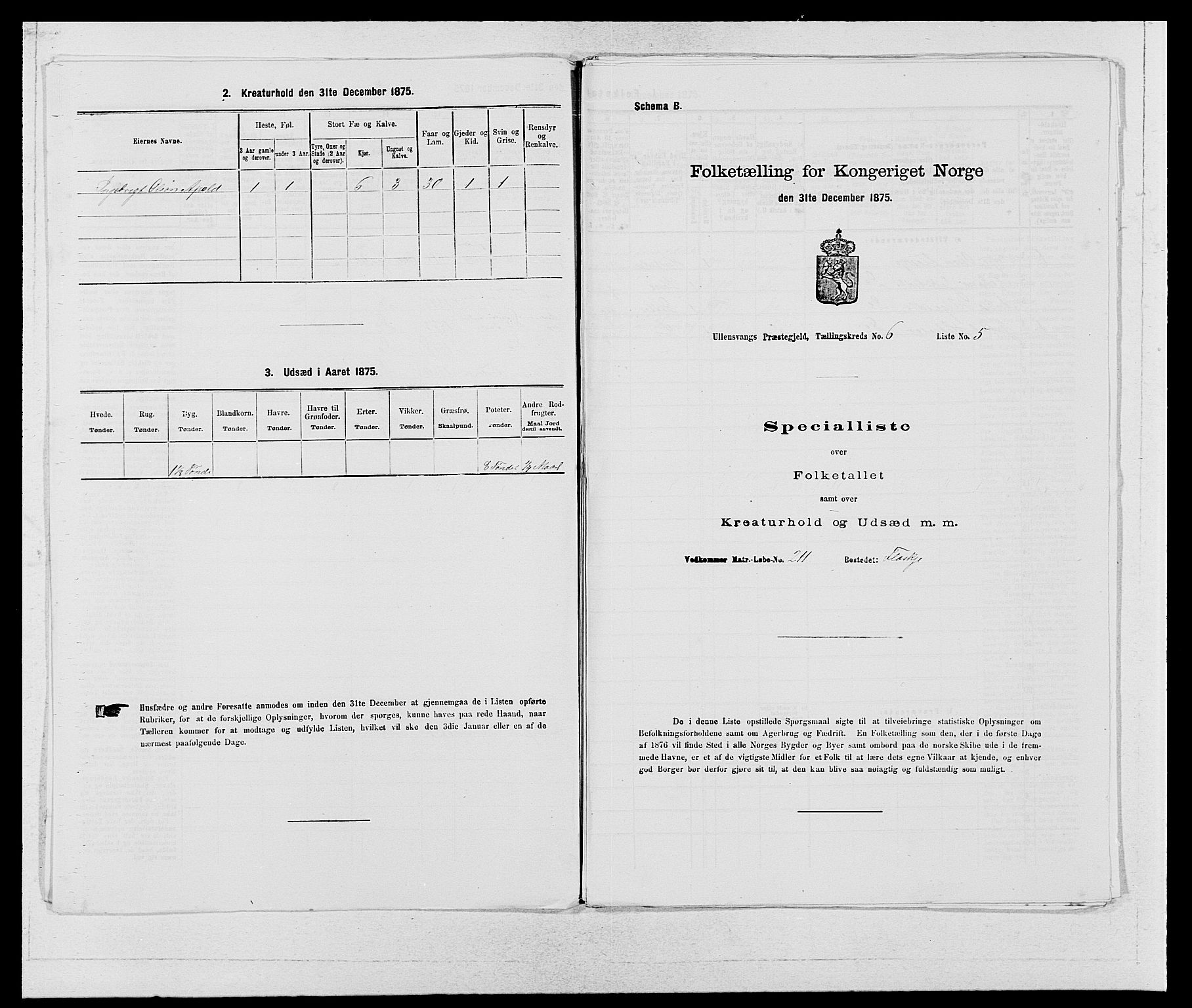 SAB, Folketelling 1875 for 1230P Ullensvang prestegjeld, 1875, s. 511