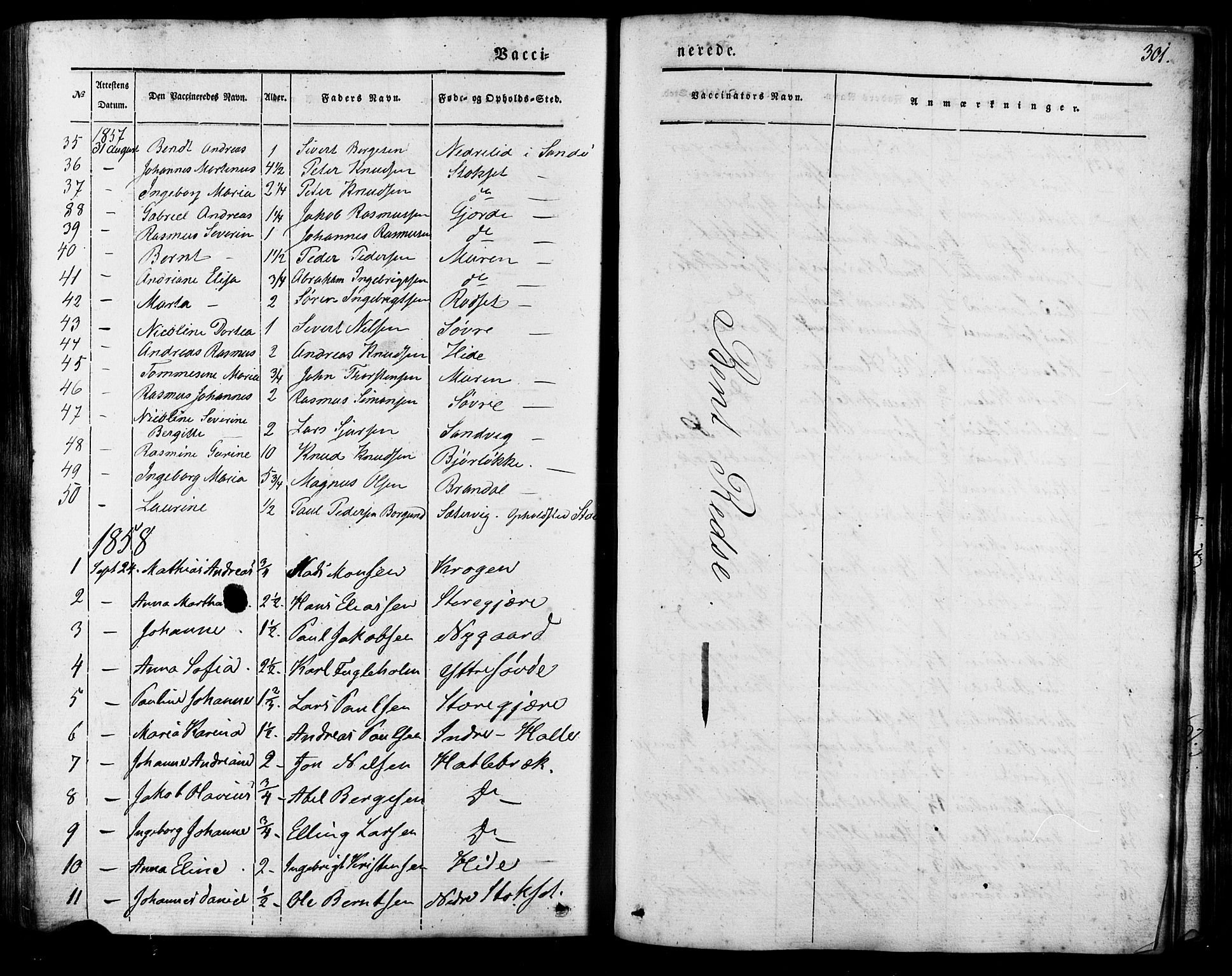 Ministerialprotokoller, klokkerbøker og fødselsregistre - Møre og Romsdal, AV/SAT-A-1454/503/L0034: Ministerialbok nr. 503A02, 1841-1884, s. 301