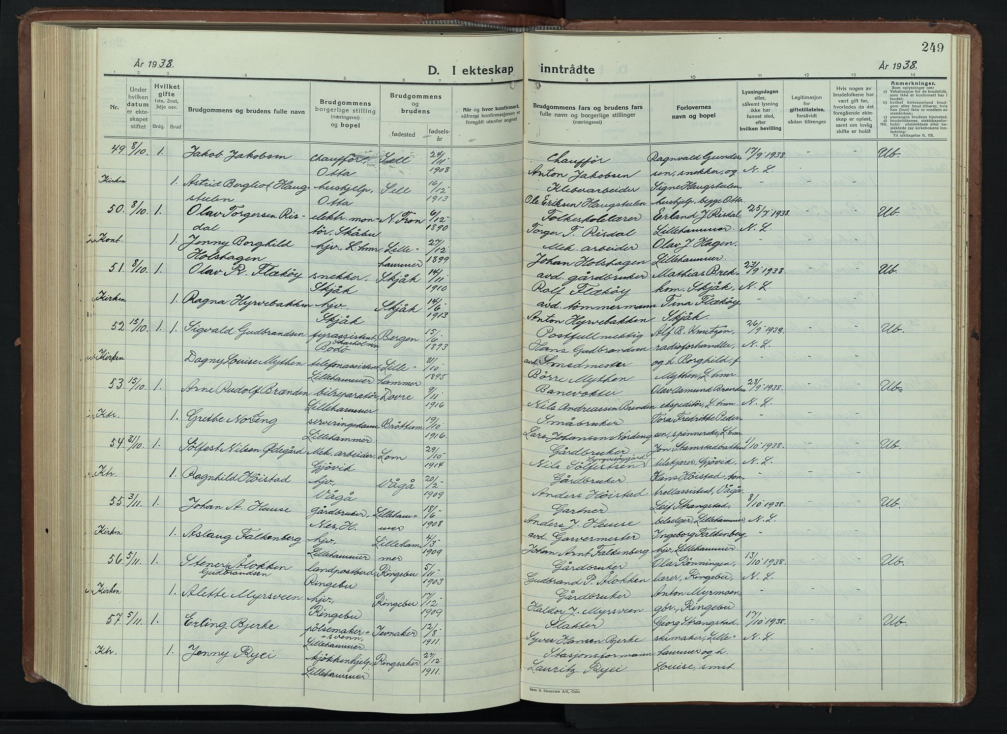 Lillehammer prestekontor, AV/SAH-PREST-088/H/Ha/Hab/L0003: Klokkerbok nr. 3, 1927-1943, s. 249