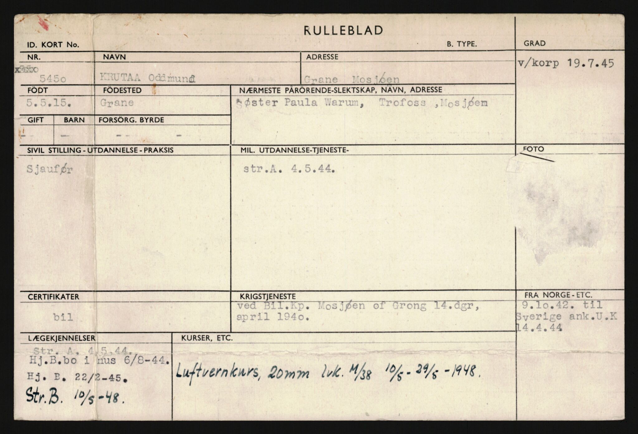 Forsvaret, Sør-Hålogaland landforsvar, AV/RA-RAFA-2552/P/Pa/L0302: Personellmapper for slettet personell, yrkesbefal og vernepliktig befal, født 1913-1916, 1932-1976, s. 346