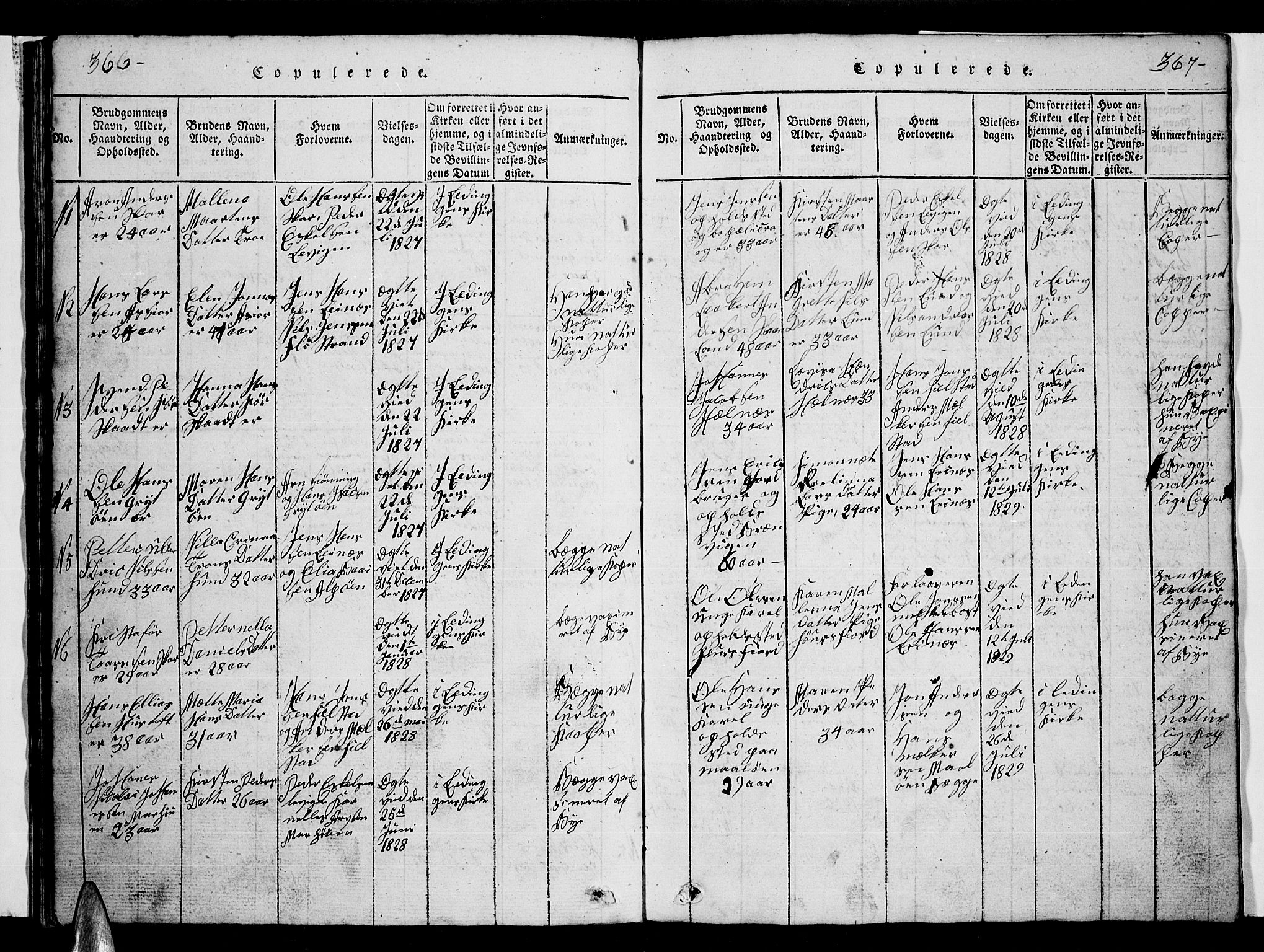 Ministerialprotokoller, klokkerbøker og fødselsregistre - Nordland, AV/SAT-A-1459/857/L0826: Klokkerbok nr. 857C01, 1821-1852, s. 366-367