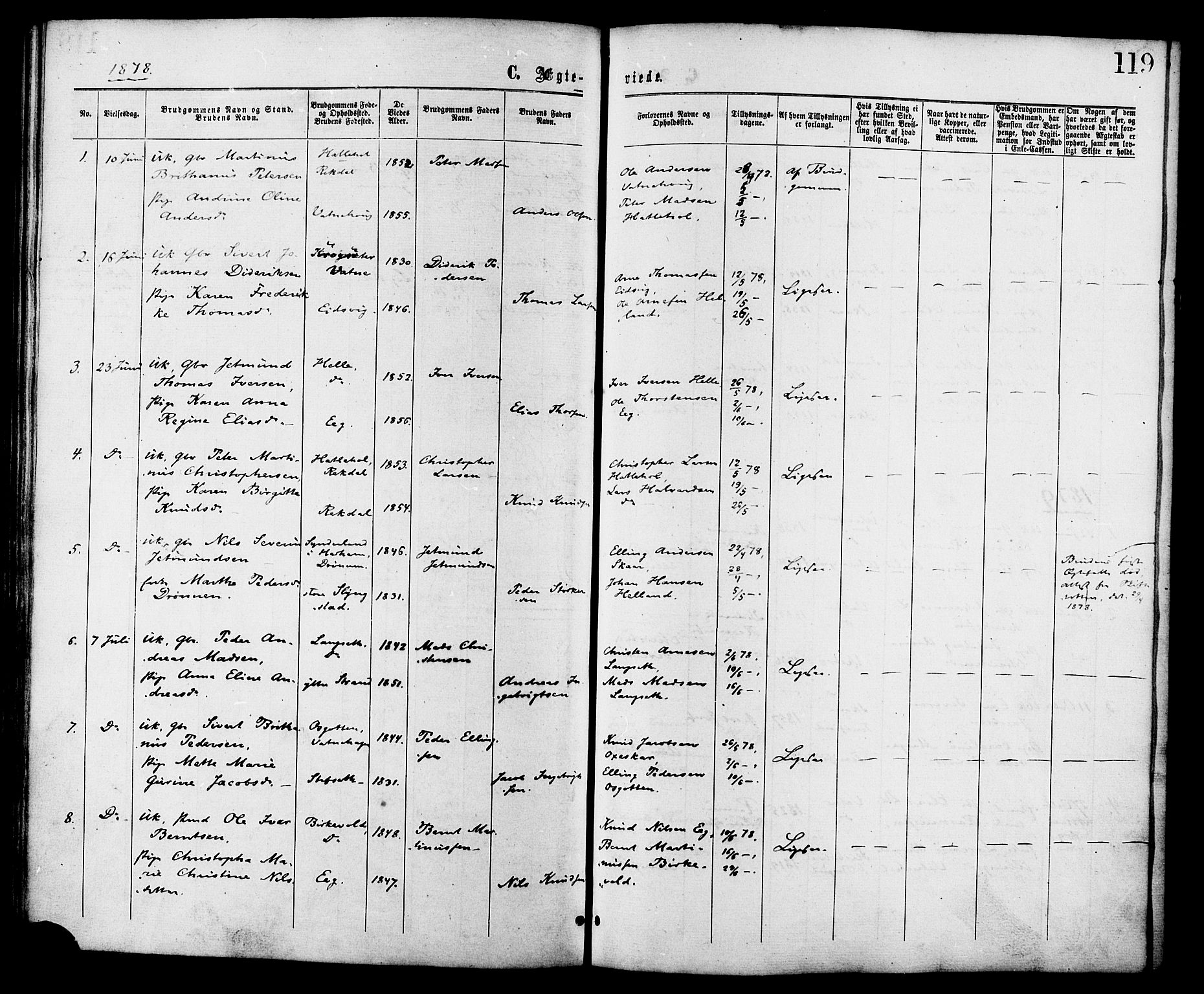 Ministerialprotokoller, klokkerbøker og fødselsregistre - Møre og Romsdal, SAT/A-1454/525/L0373: Ministerialbok nr. 525A03, 1864-1879, s. 119