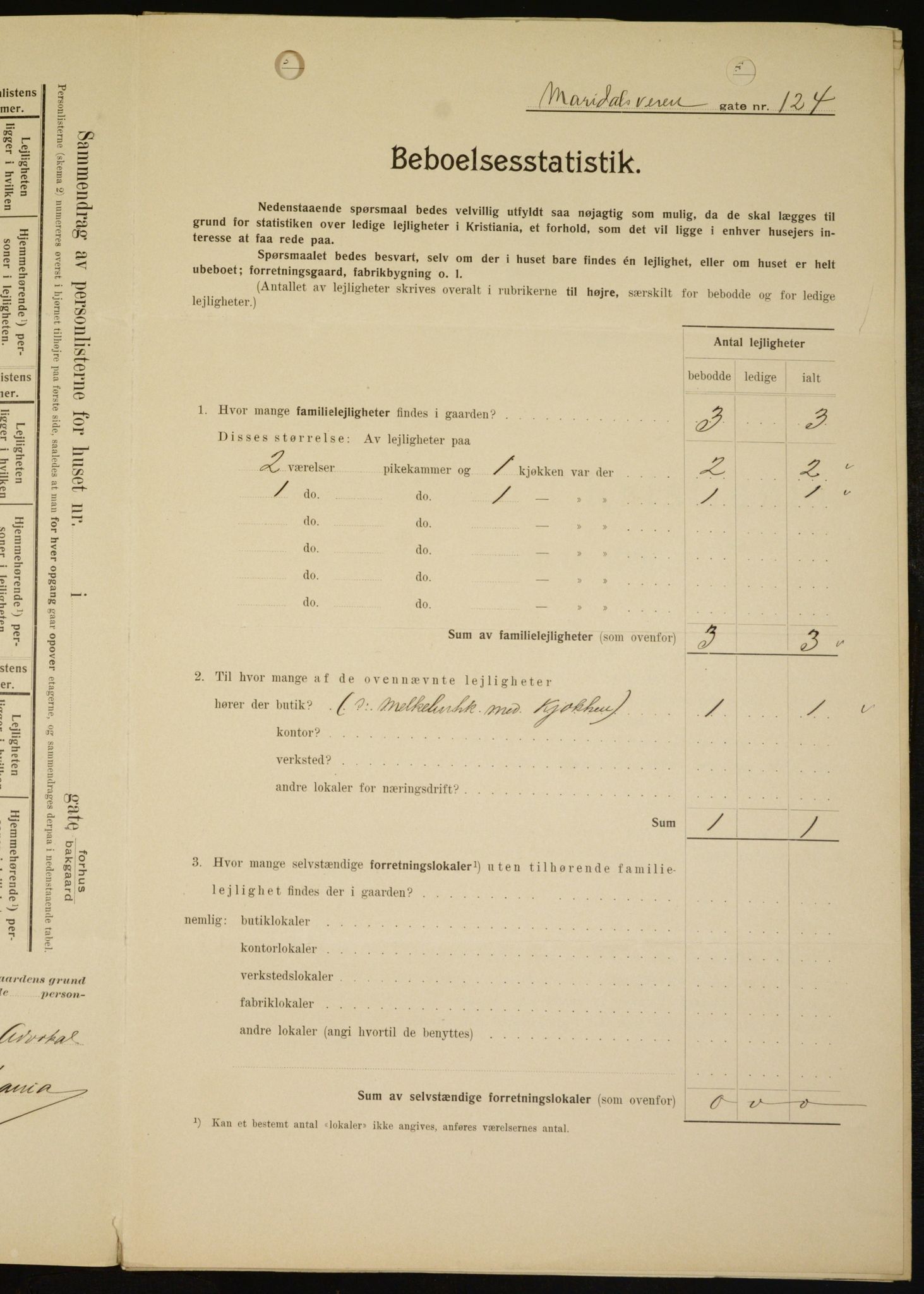 OBA, Kommunal folketelling 1.2.1909 for Kristiania kjøpstad, 1909, s. 55100