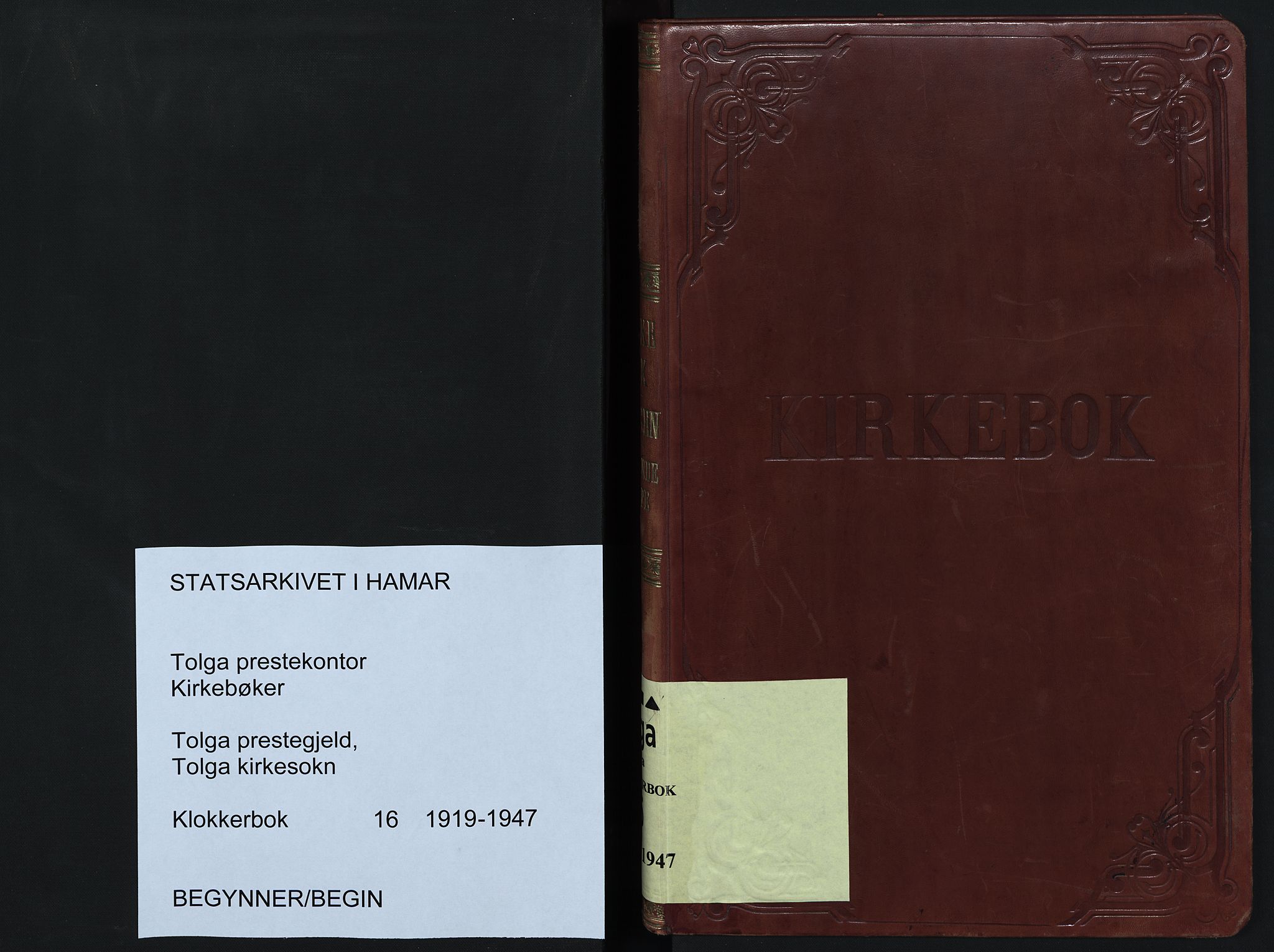 Tolga prestekontor, AV/SAH-PREST-062/L/L0016: Klokkerbok nr. 16, 1919-1947