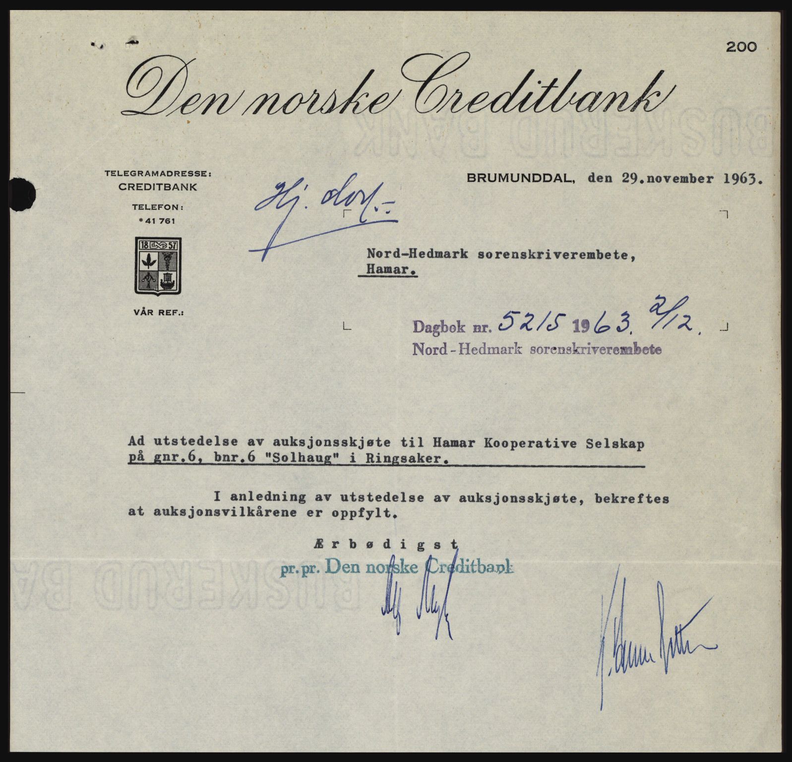 Nord-Hedmark sorenskriveri, SAH/TING-012/H/Hc/L0019: Pantebok nr. 19, 1963-1964, Dagboknr: 5215/1963