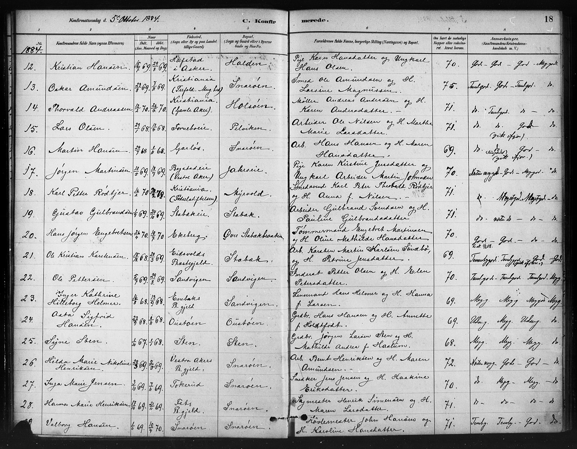 Asker prestekontor Kirkebøker, AV/SAO-A-10256a/F/Fc/L0002: Ministerialbok nr. III 2, 1879-1904, s. 18