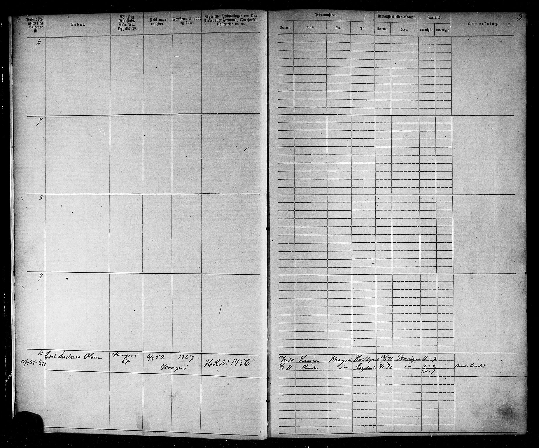 Kragerø innrulleringskontor, AV/SAKO-A-830/F/Fb/L0002: Annotasjonsrulle, 1868-1892, s. 5
