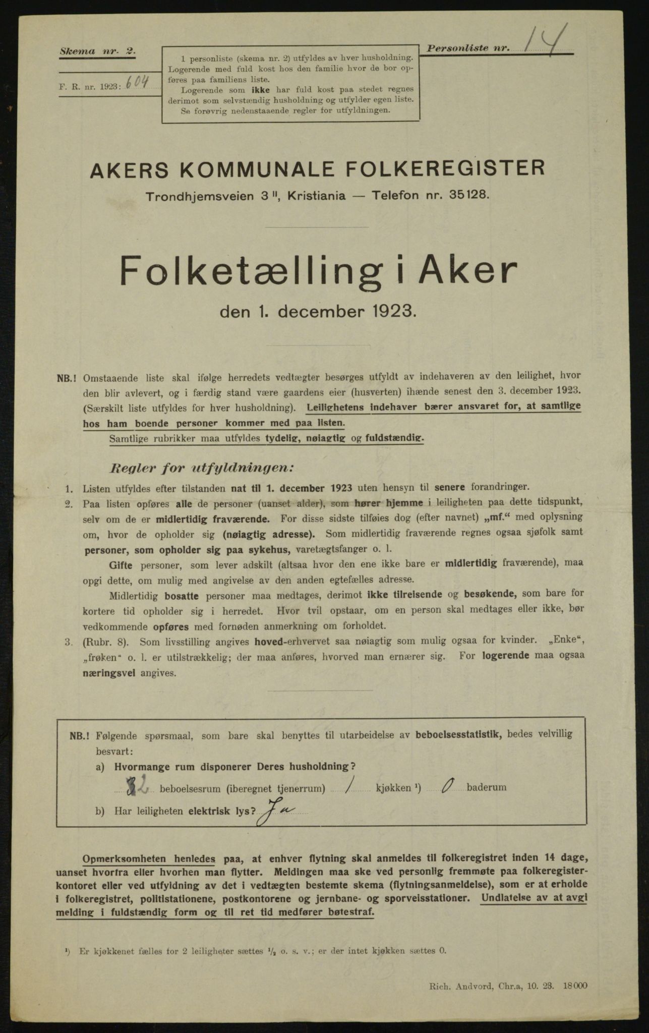 , Kommunal folketelling 1.12.1923 for Aker, 1923, s. 26398