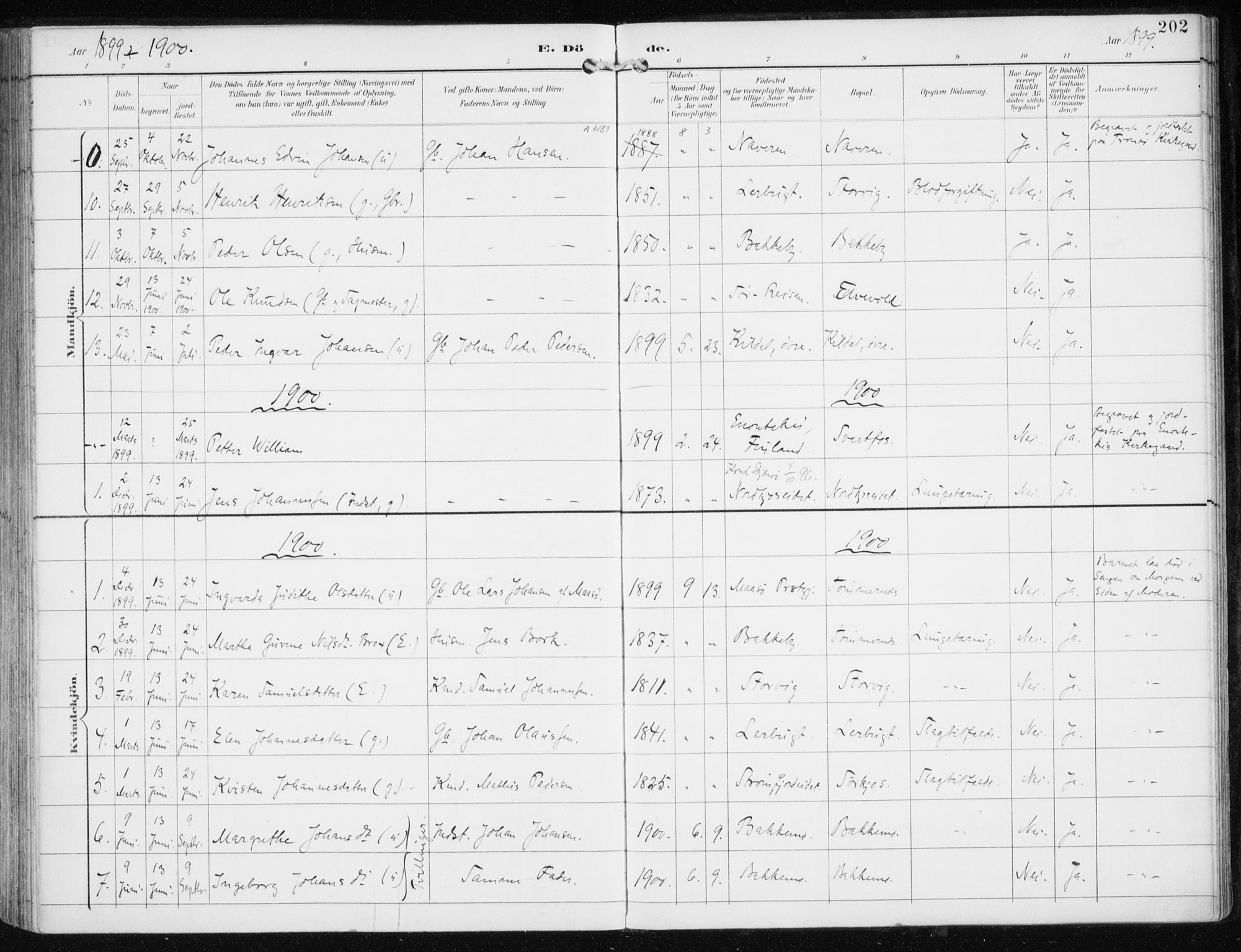 Skjervøy sokneprestkontor, AV/SATØ-S-1300/H/Ha/Haa/L0017kirke: Ministerialbok nr. 17, 1895-1911, s. 202