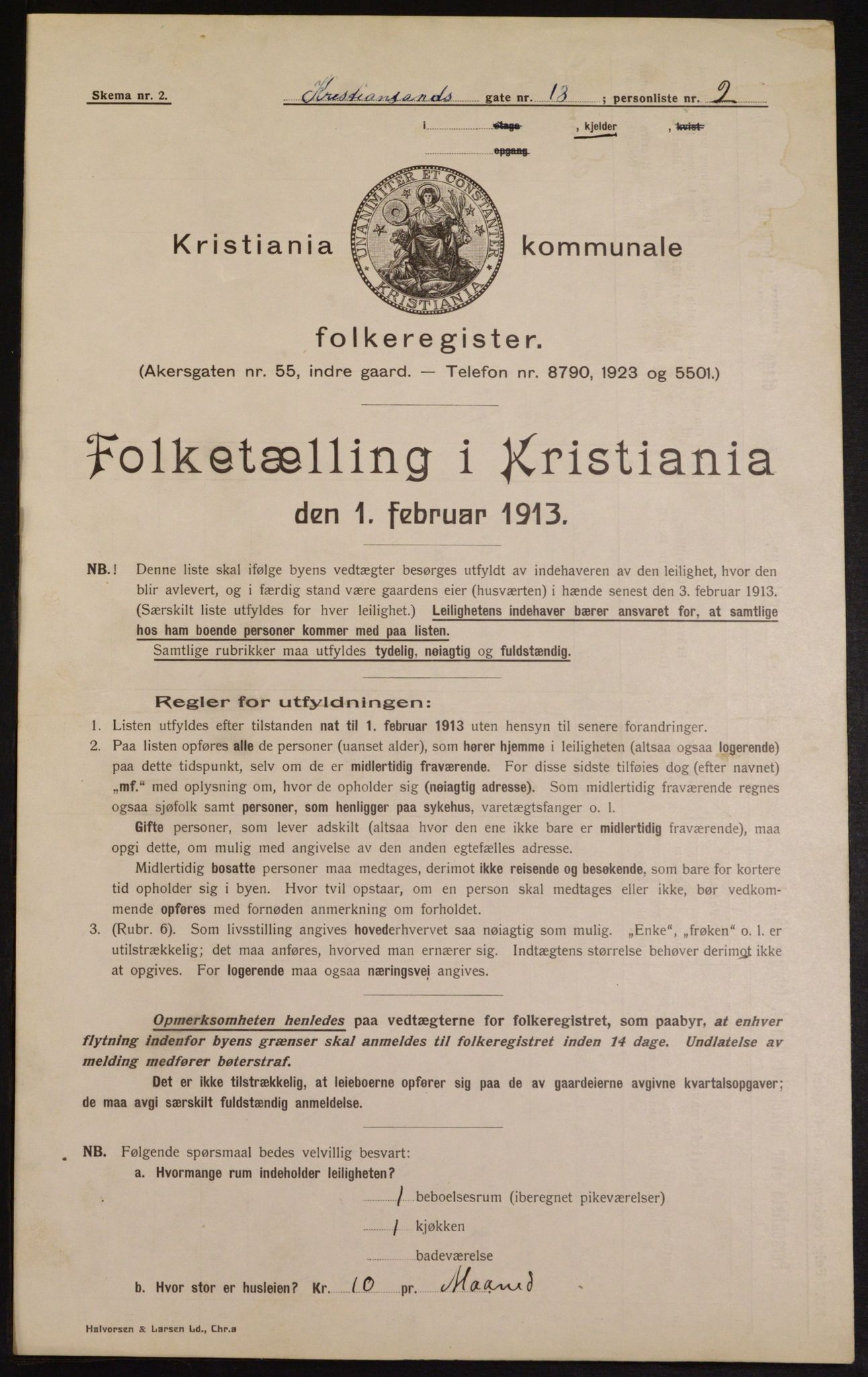 OBA, Kommunal folketelling 1.2.1913 for Kristiania, 1913, s. 54172