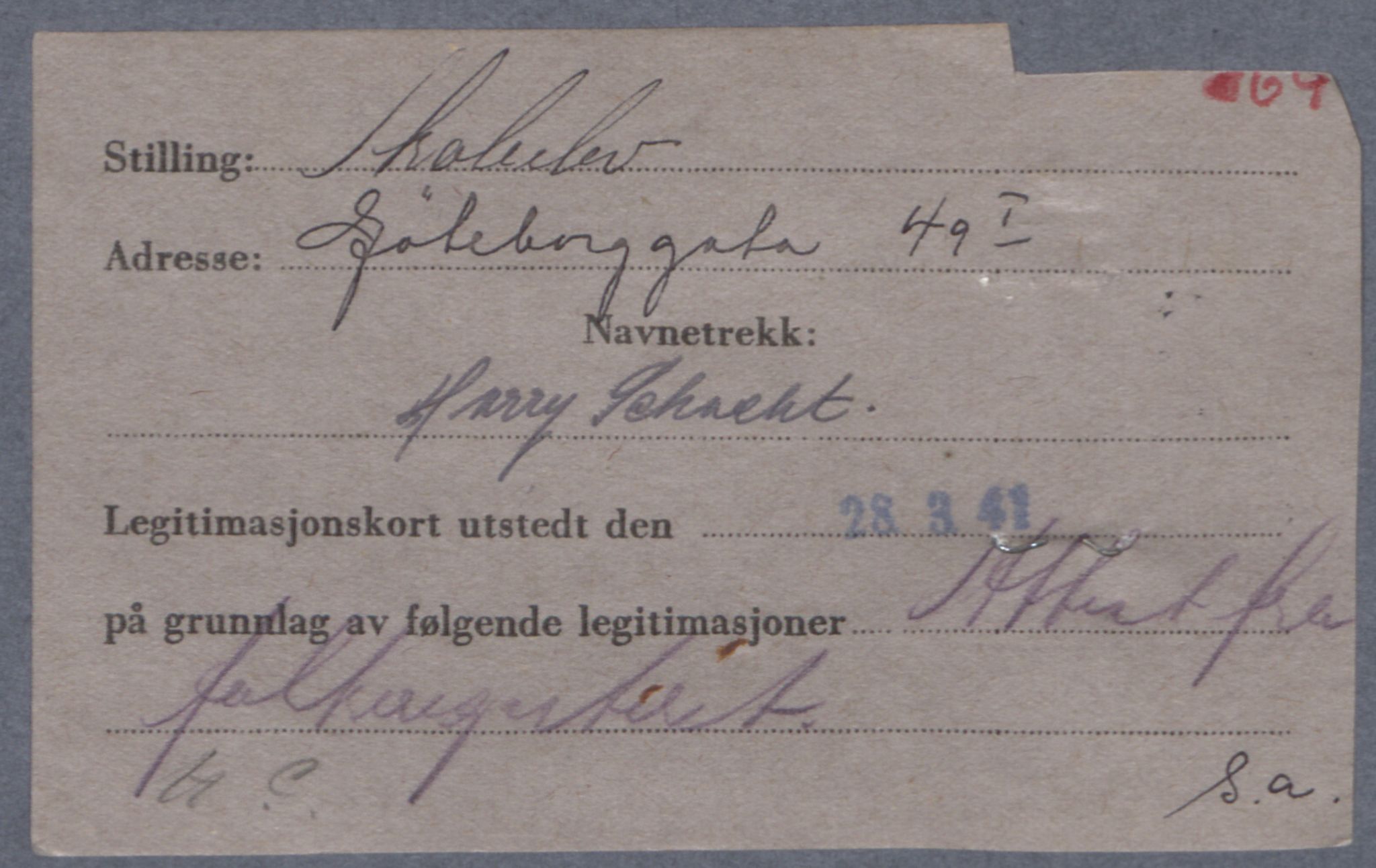 Sosialdepartementet, Våre Falne, RA/S-1708/E/Ee/L0021A: Fotografier av jøder på legitimasjonskort (1941-42), 1941-1942, s. 306