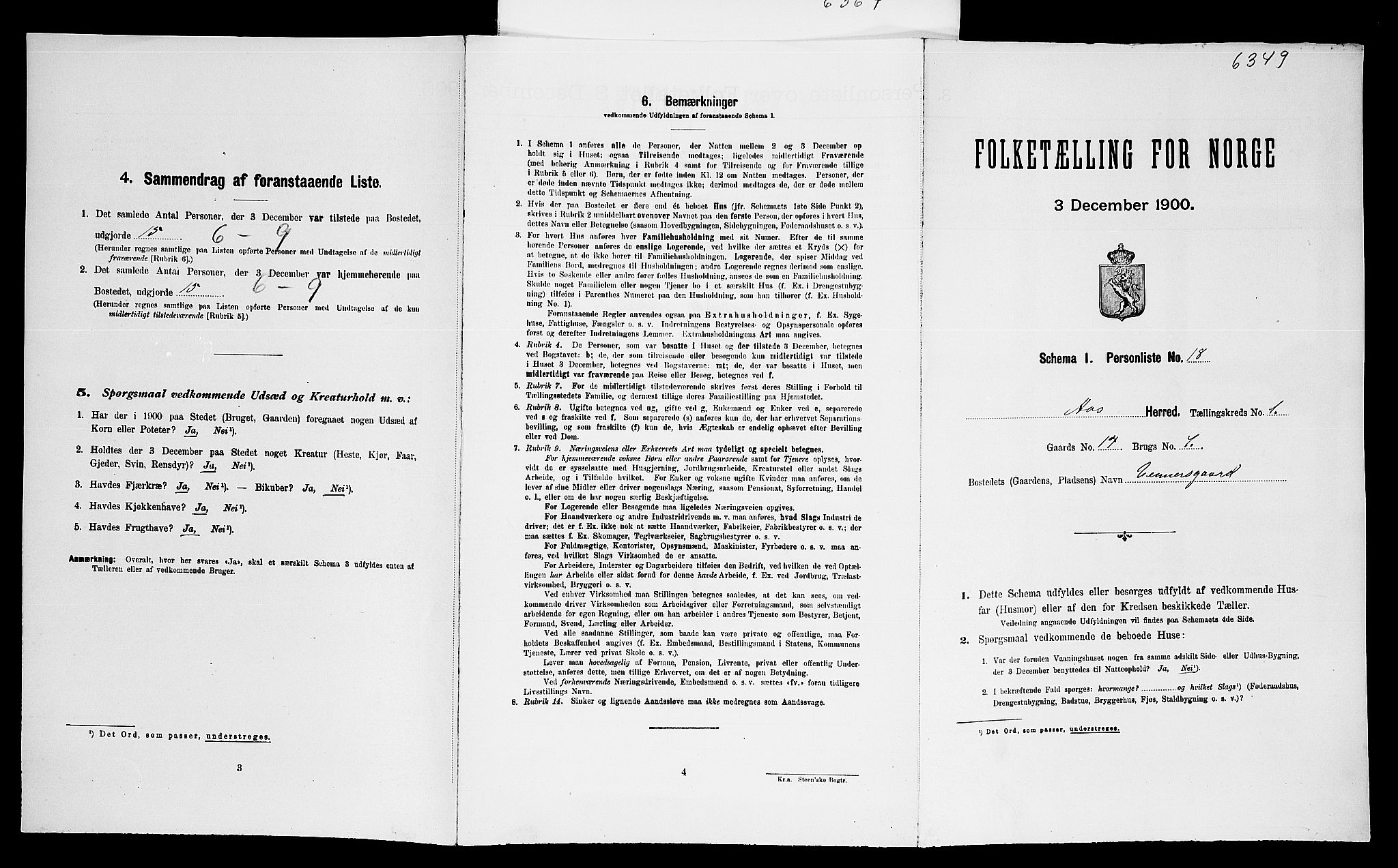 SAO, Folketelling 1900 for 0214 Ås herred, 1900