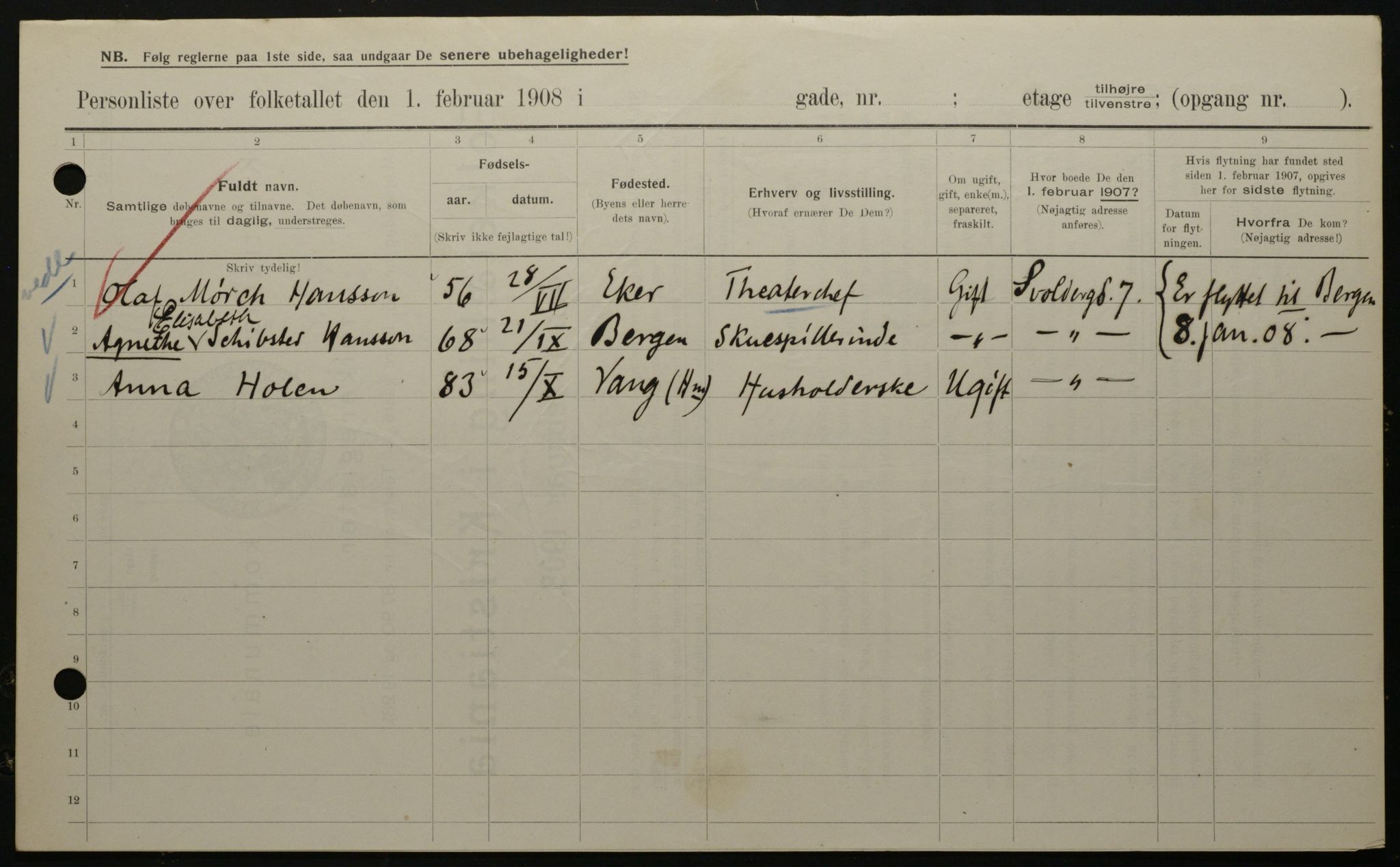 OBA, Kommunal folketelling 1.2.1908 for Kristiania kjøpstad, 1908, s. 95505