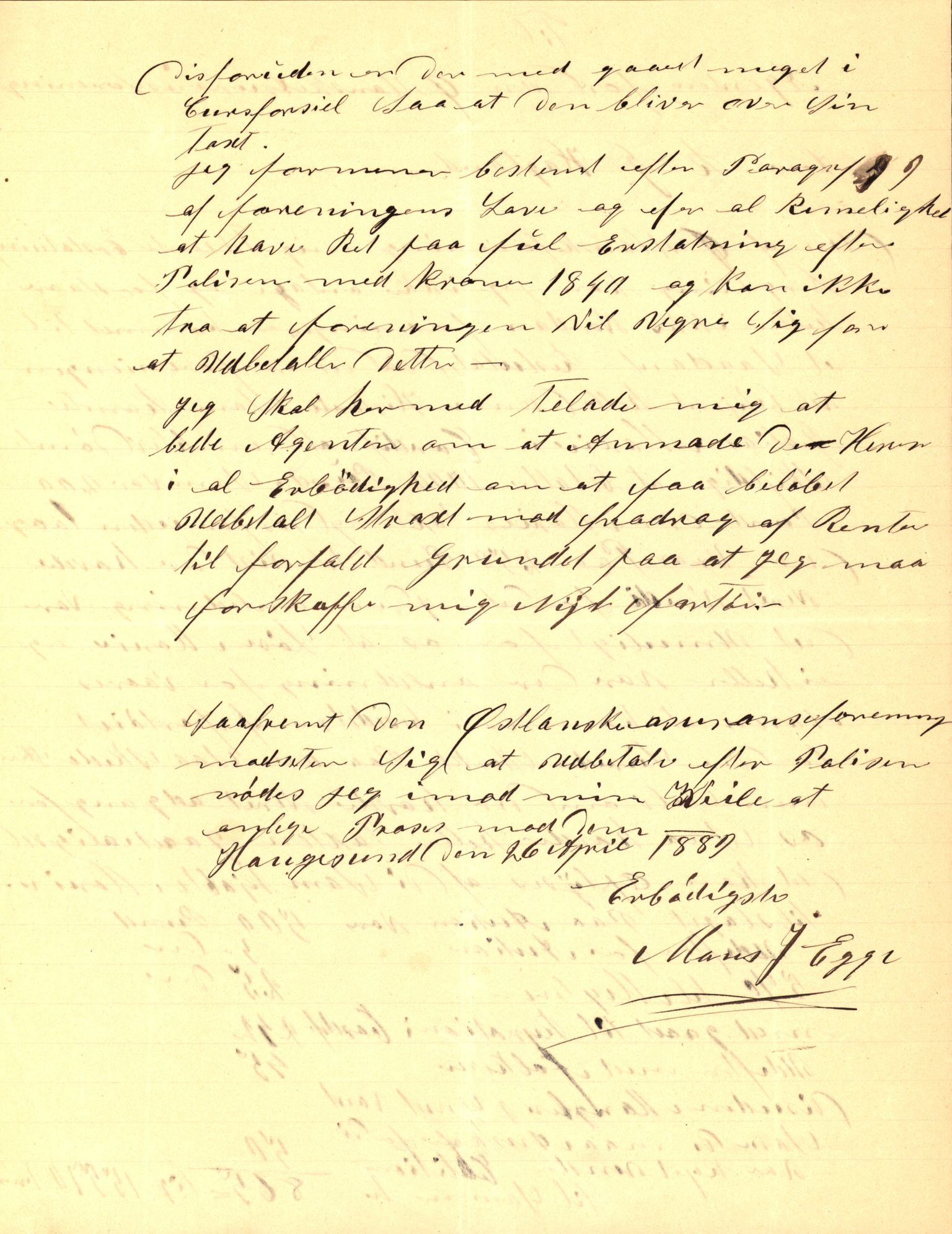 Pa 63 - Østlandske skibsassuranceforening, VEMU/A-1079/G/Ga/L0022/0008: Havaridokumenter / Magna av Haugesund, Marie, Mars, Mary, Mizpa, 1888, s. 29