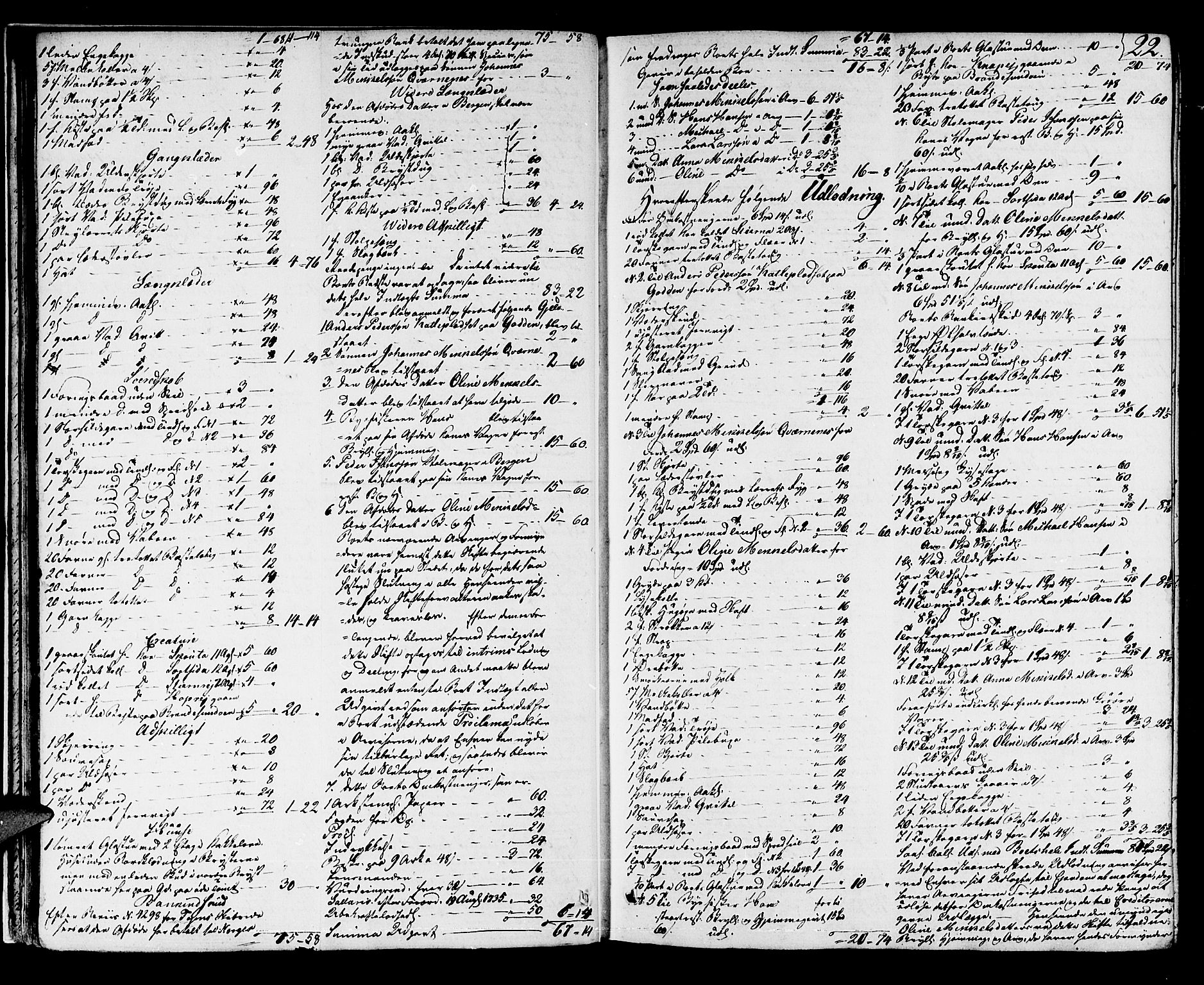 Sunnhordland sorenskrivar, SAB/A-2401/1/H/Ha/Had/L0003: Skifteprotokollar. Føyen, Fjære og Våg. Fol. 365- ut. Register i protokoll., 1824-1828, s. 21b-22a