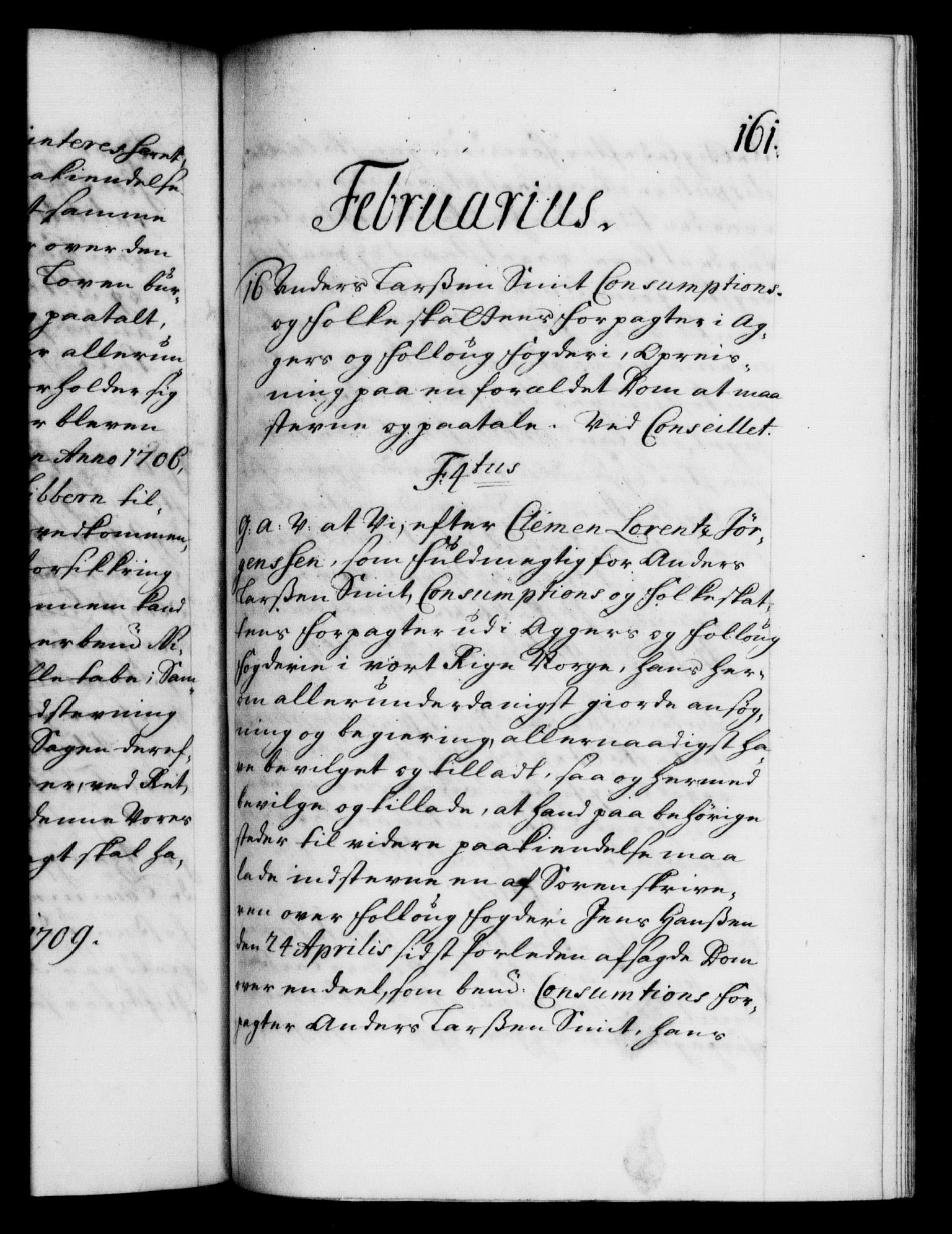 Danske Kanselli 1572-1799, RA/EA-3023/F/Fc/Fca/Fcaa/L0020: Norske registre, 1708-1711, s. 161a