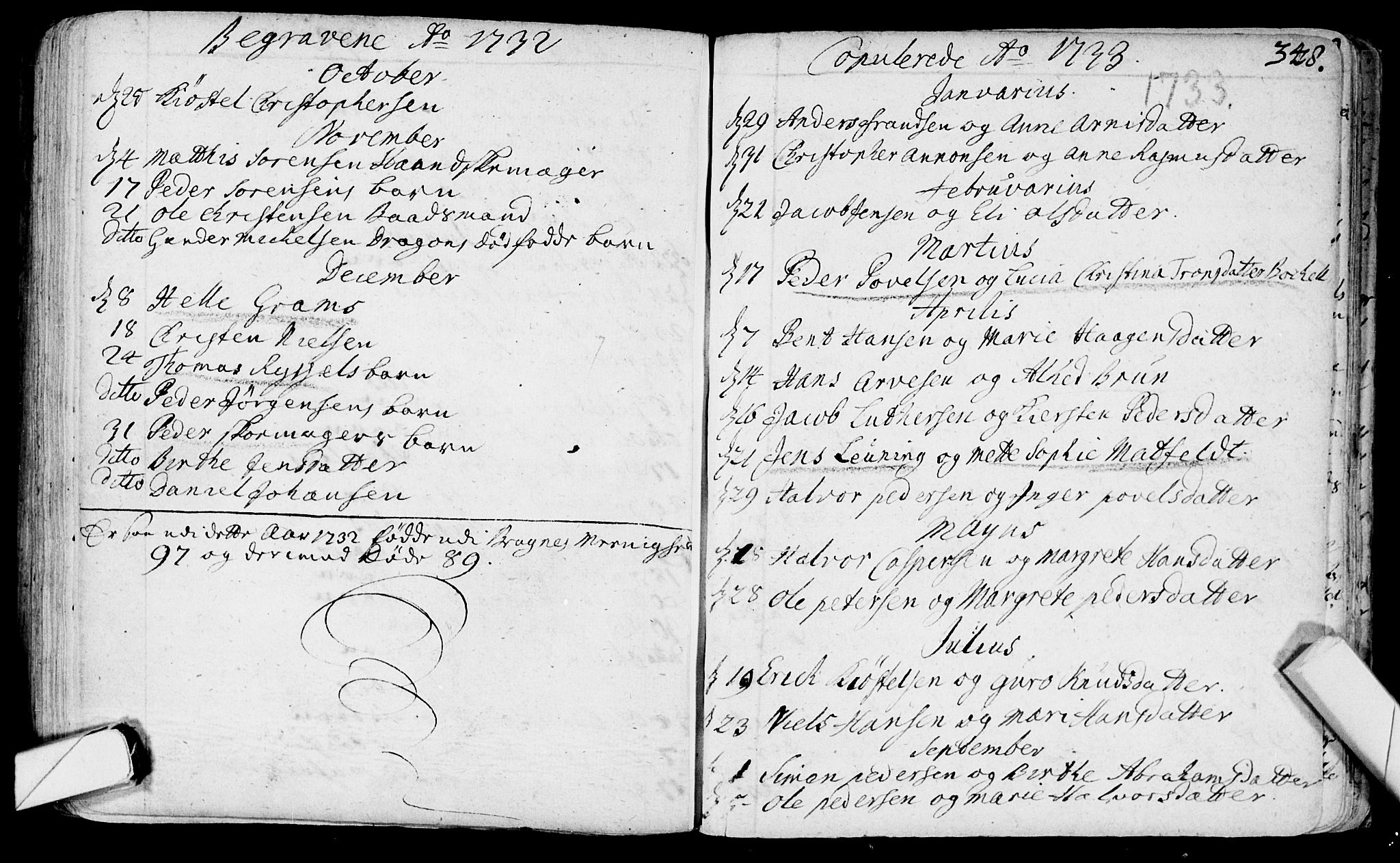 Bragernes kirkebøker, AV/SAKO-A-6/F/Fa/L0003: Ministerialbok nr. I 3, 1706-1734, s. 348