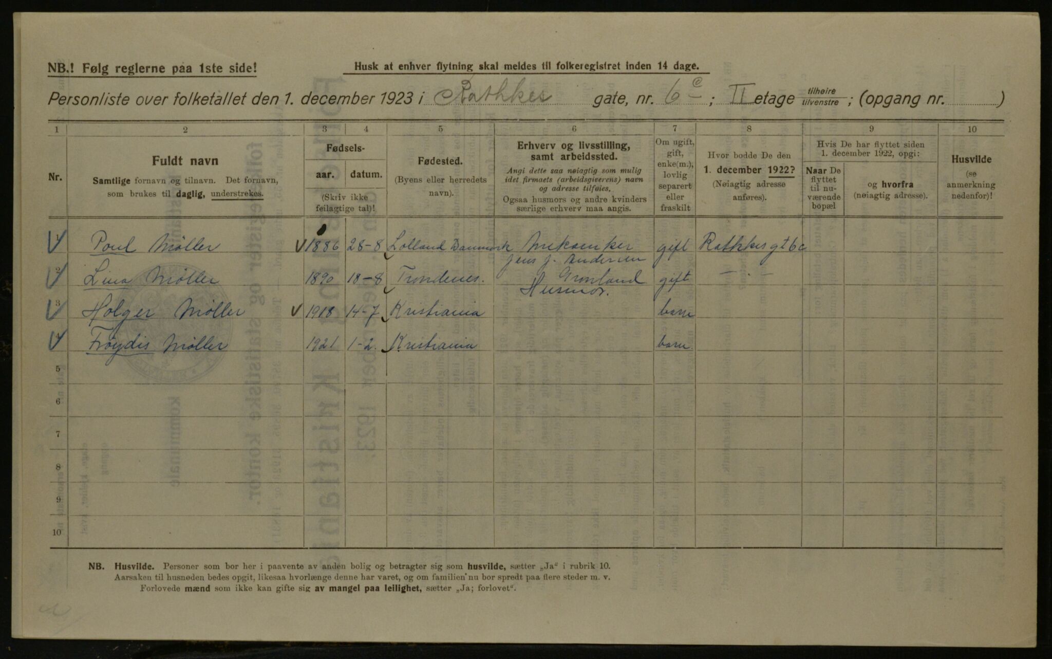 OBA, Kommunal folketelling 1.12.1923 for Kristiania, 1923, s. 90893