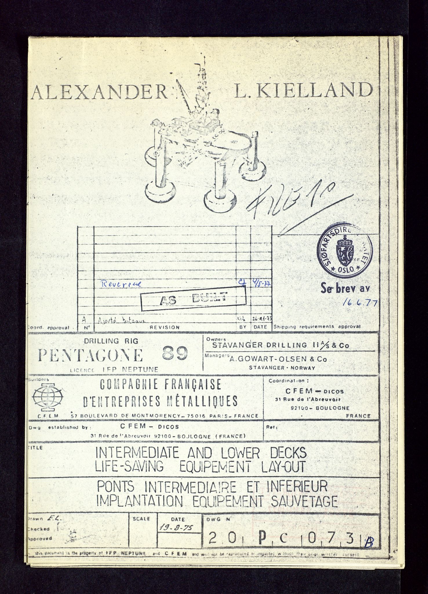 Pa 1503 - Stavanger Drilling AS, AV/SAST-A-101906/2/E/Eb/Eba/L0008: Sak og korrespondanse, 1975-1980