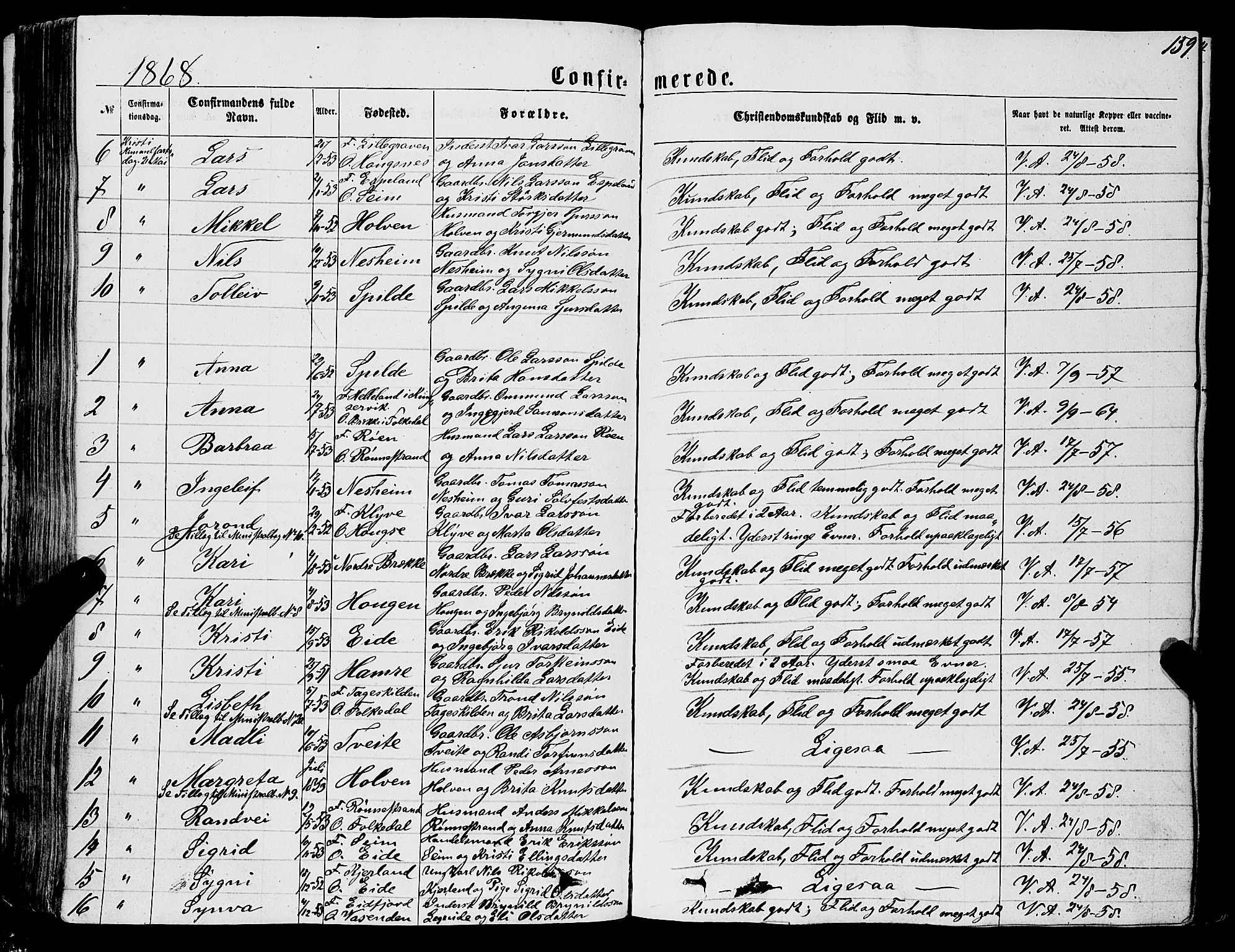 Ulvik sokneprestembete, AV/SAB-A-78801/H/Haa: Ministerialbok nr. A 15, 1864-1878, s. 159
