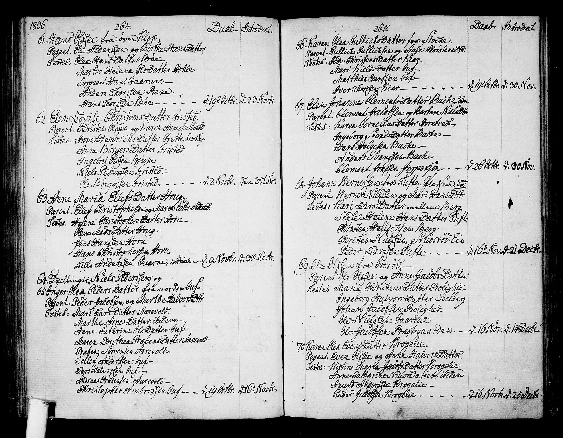 Ramnes kirkebøker, SAKO/A-314/F/Fa/L0003: Ministerialbok nr. I 3, 1790-1813, s. 264-265