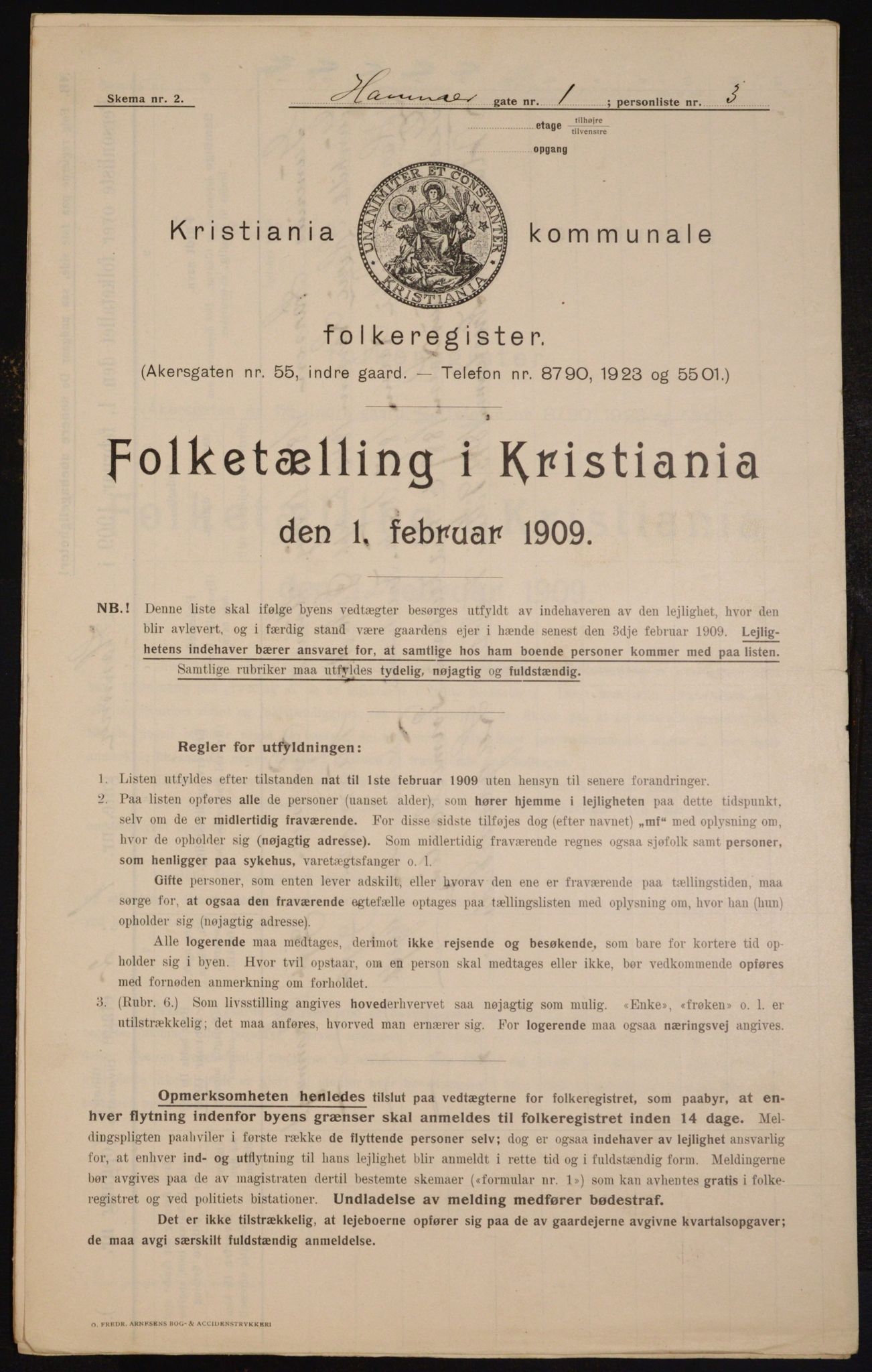 OBA, Kommunal folketelling 1.2.1909 for Kristiania kjøpstad, 1909, s. 31097