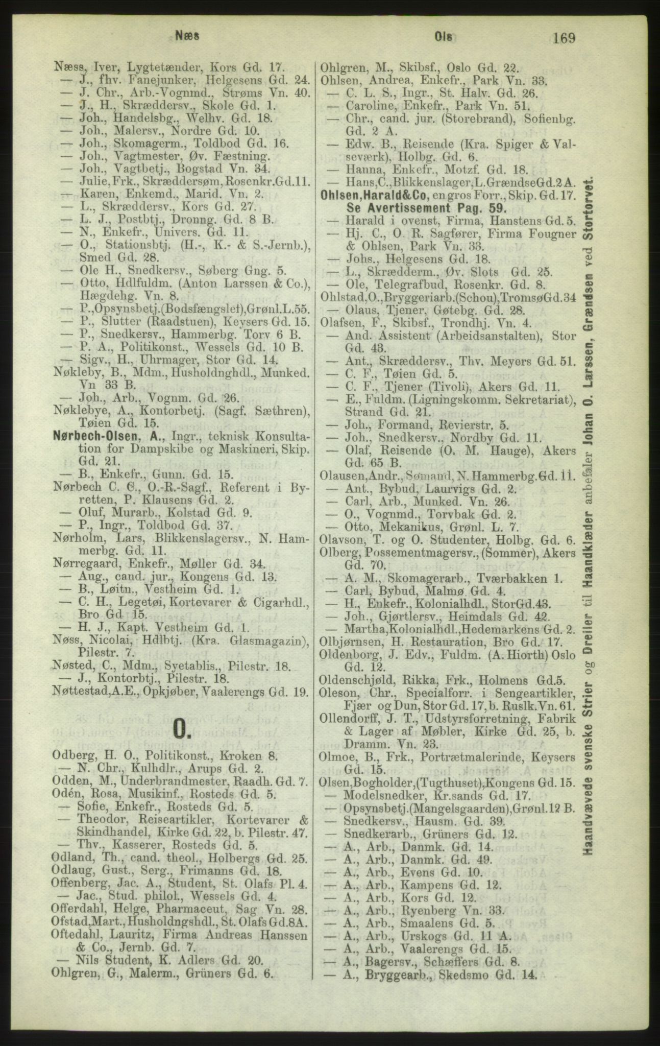 Kristiania/Oslo adressebok, PUBL/-, 1882, s. 169