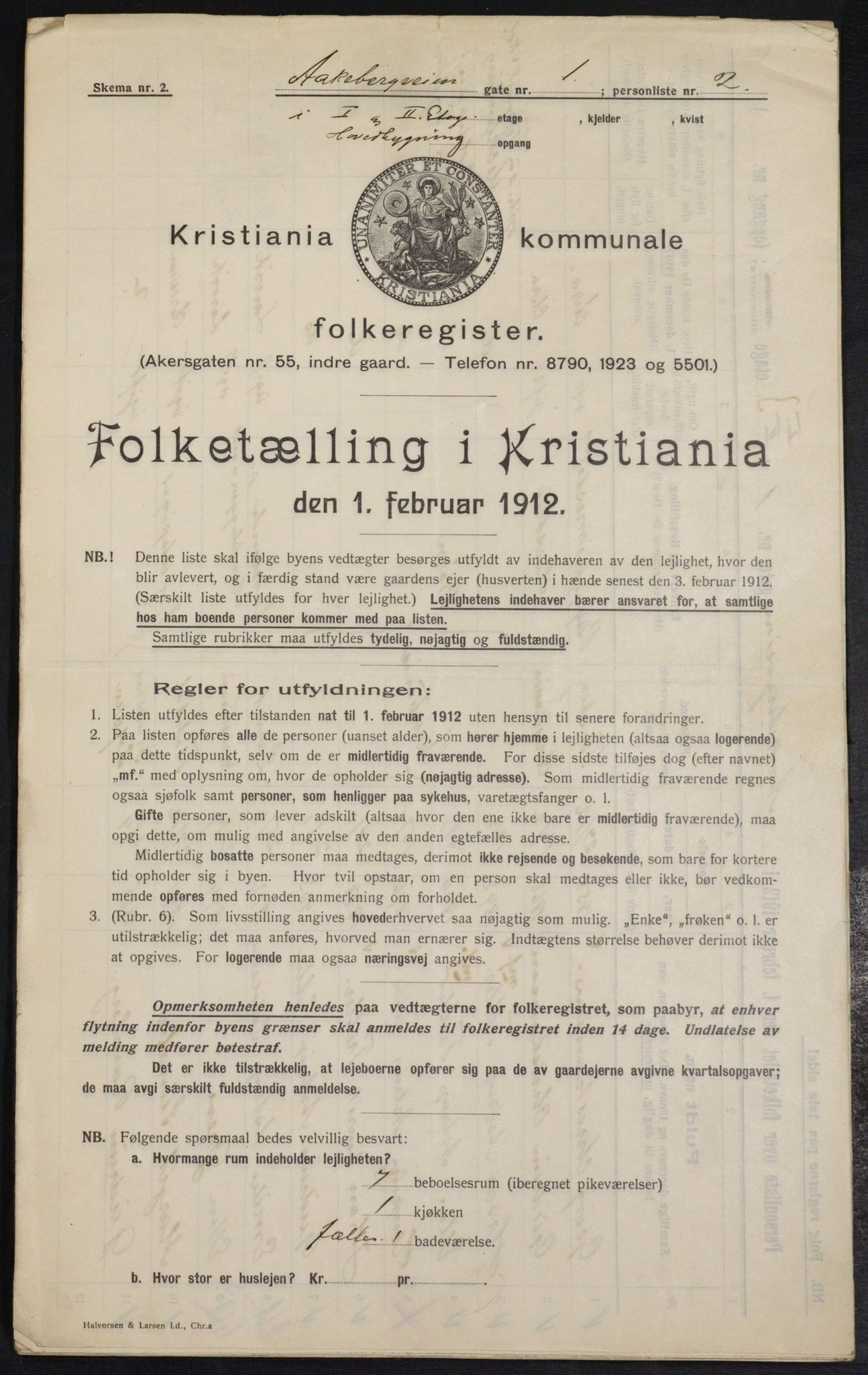 OBA, Kommunal folketelling 1.2.1912 for Kristiania, 1912, s. 130316