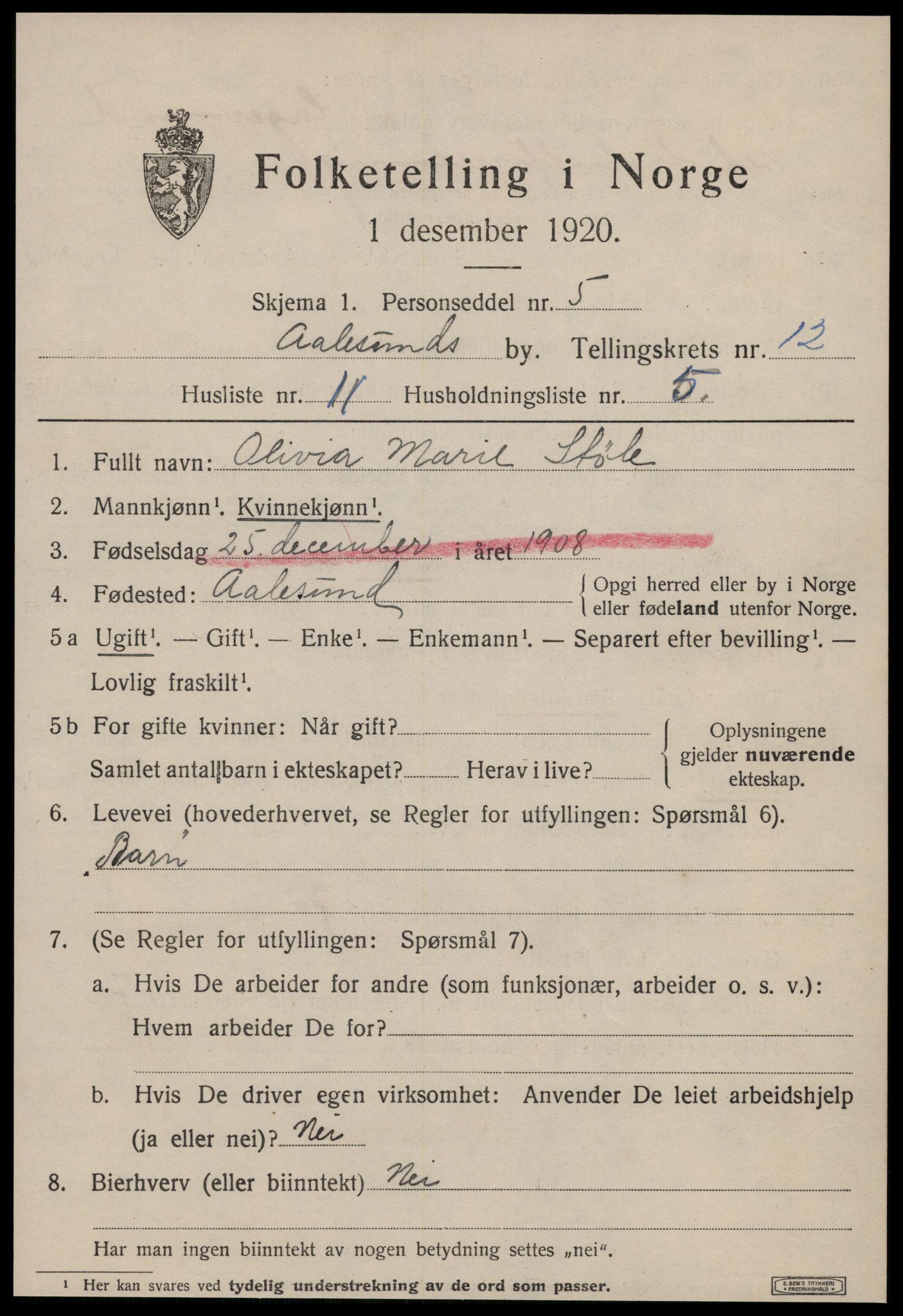 SAT, Folketelling 1920 for 1501 Ålesund kjøpstad, 1920, s. 26456