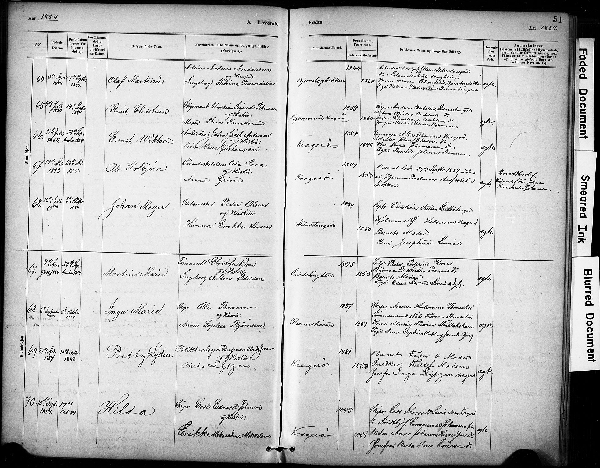 Kragerø kirkebøker, AV/SAKO-A-278/G/Ga/L0007: Klokkerbok nr. 7, 1881-1927, s. 51