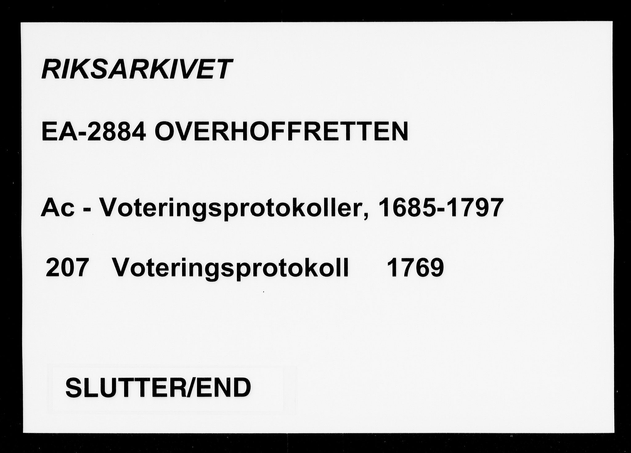 Overhoffretten 1667-1797, AV/RA-EA-2884/Ac/L0207: Voteringsprotokoll, 1769