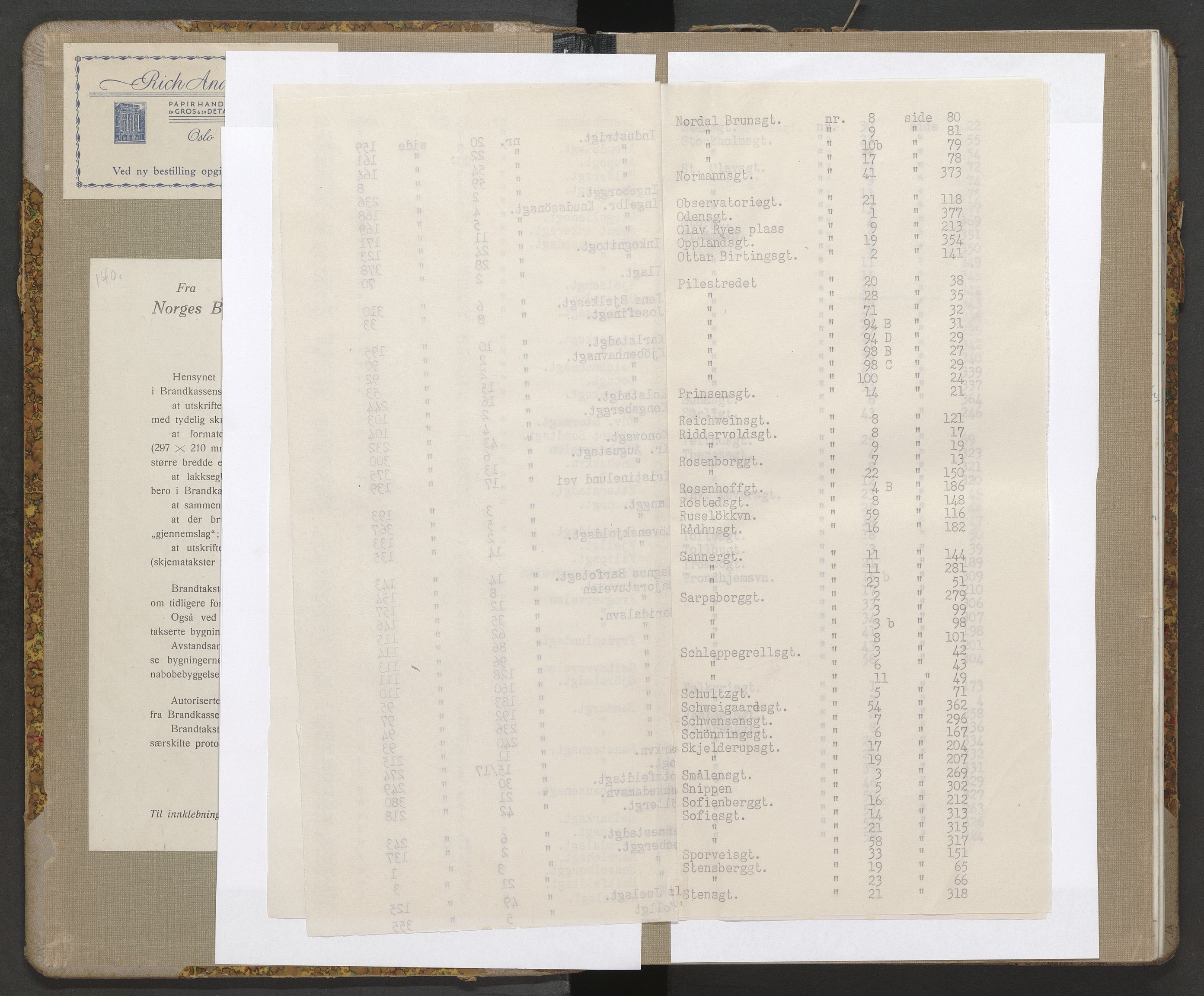 Norges brannkasse, branntakster Oslo, AV/SAO-A-11402/F/Fb/L0009: Branntakstprotokoll, 1943-1946