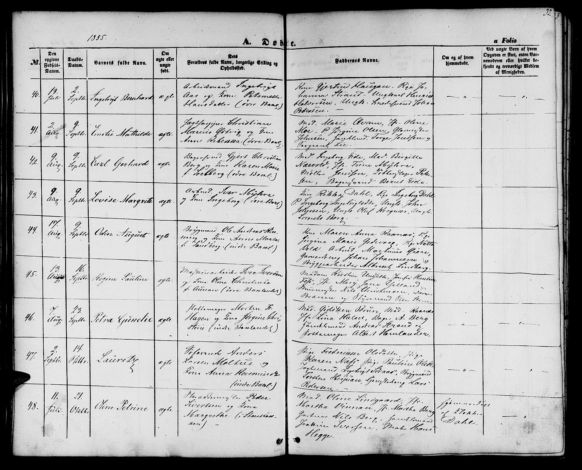 Ministerialprotokoller, klokkerbøker og fødselsregistre - Sør-Trøndelag, SAT/A-1456/604/L0184: Ministerialbok nr. 604A05, 1851-1860, s. 32