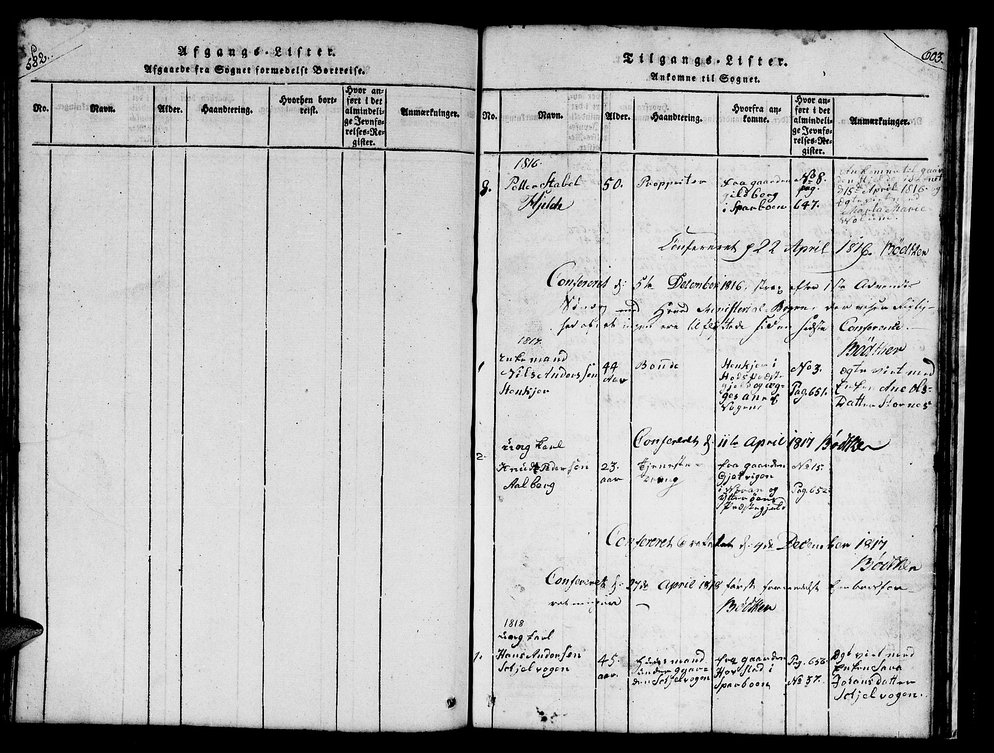 Ministerialprotokoller, klokkerbøker og fødselsregistre - Nord-Trøndelag, SAT/A-1458/732/L0317: Klokkerbok nr. 732C01, 1816-1881, s. 582-603
